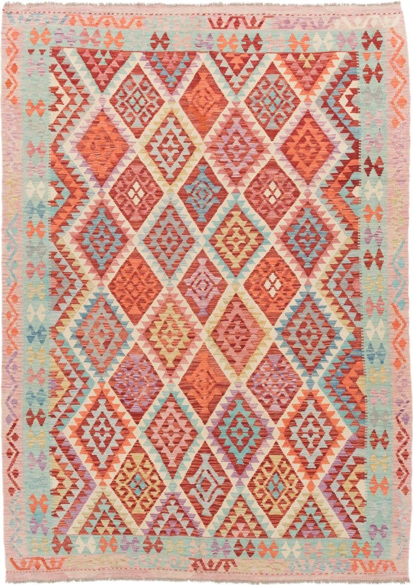 Orientteppich Kelim Afghan 203x281 Handgewebter Orientteppich, Nain Trading, rechteckig, Höhe: 3 mm