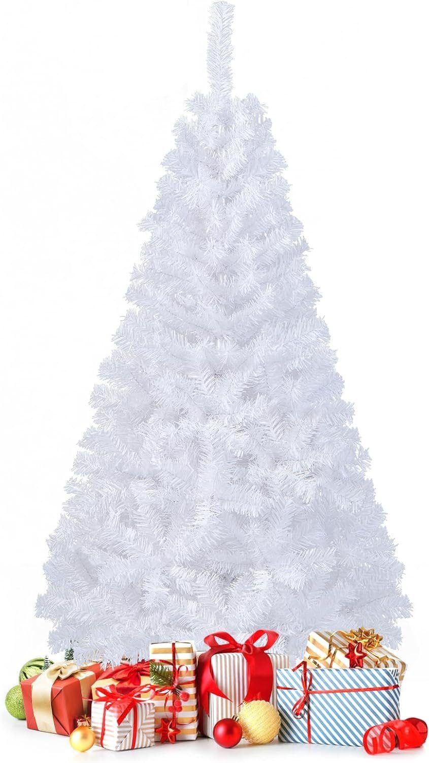 KOMFOTTEU Künstlicher Weihnachtsbaum weißer Christbaum, Tanne, 150 cm