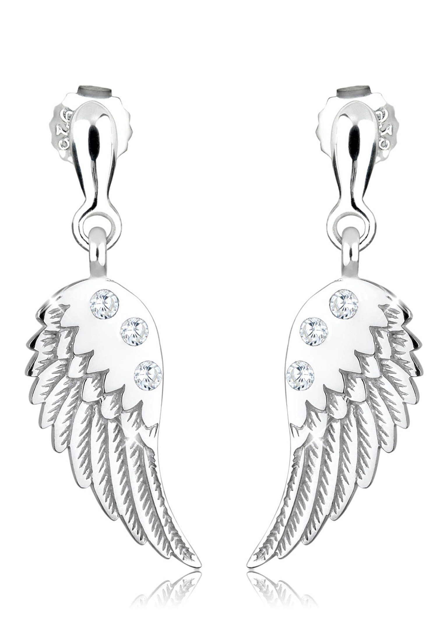 Zirkonia Silber, Engel Engel, Flügel 925 Religion Paar Elli Flügel Ohrhänger