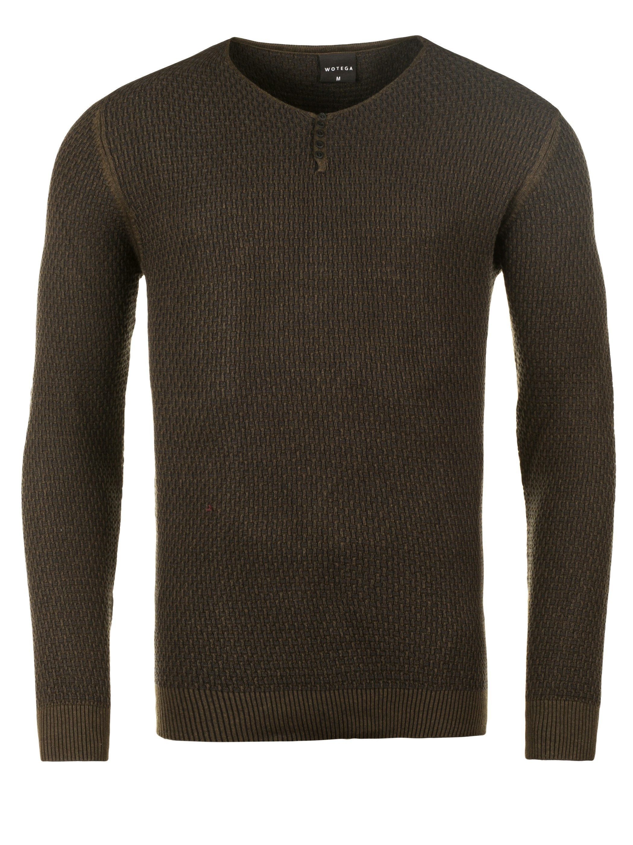 WOTEGA Rundhalspullover Structured Button Sweater Tim