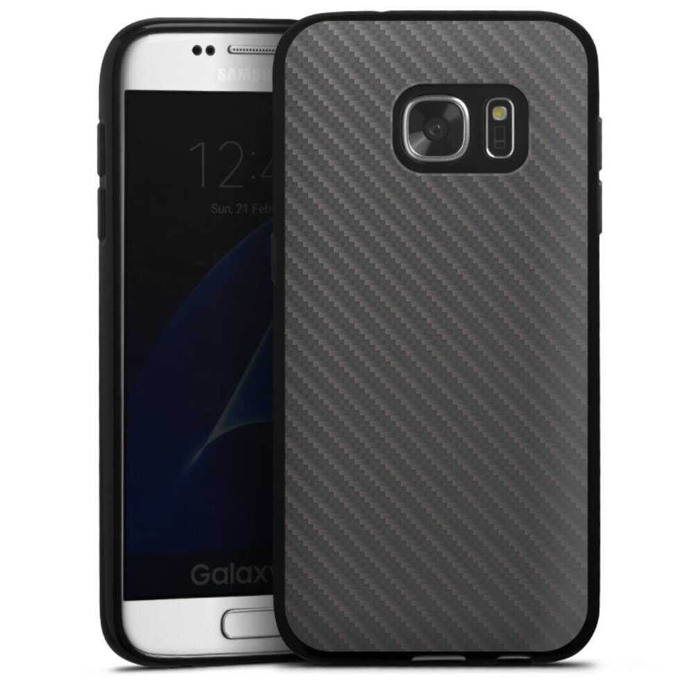 DeinDesign Handyhülle Metallic Look Muster Carbon Carbon, Samsung Galaxy S7 Silikon Hülle Bumper Case Handy Schutzhülle