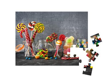 puzzleYOU Puzzle Candybar mit Lutschern, Bonbons und Gummibärchen, 48 Puzzleteile, puzzleYOU-Kollektionen Süßigkeiten