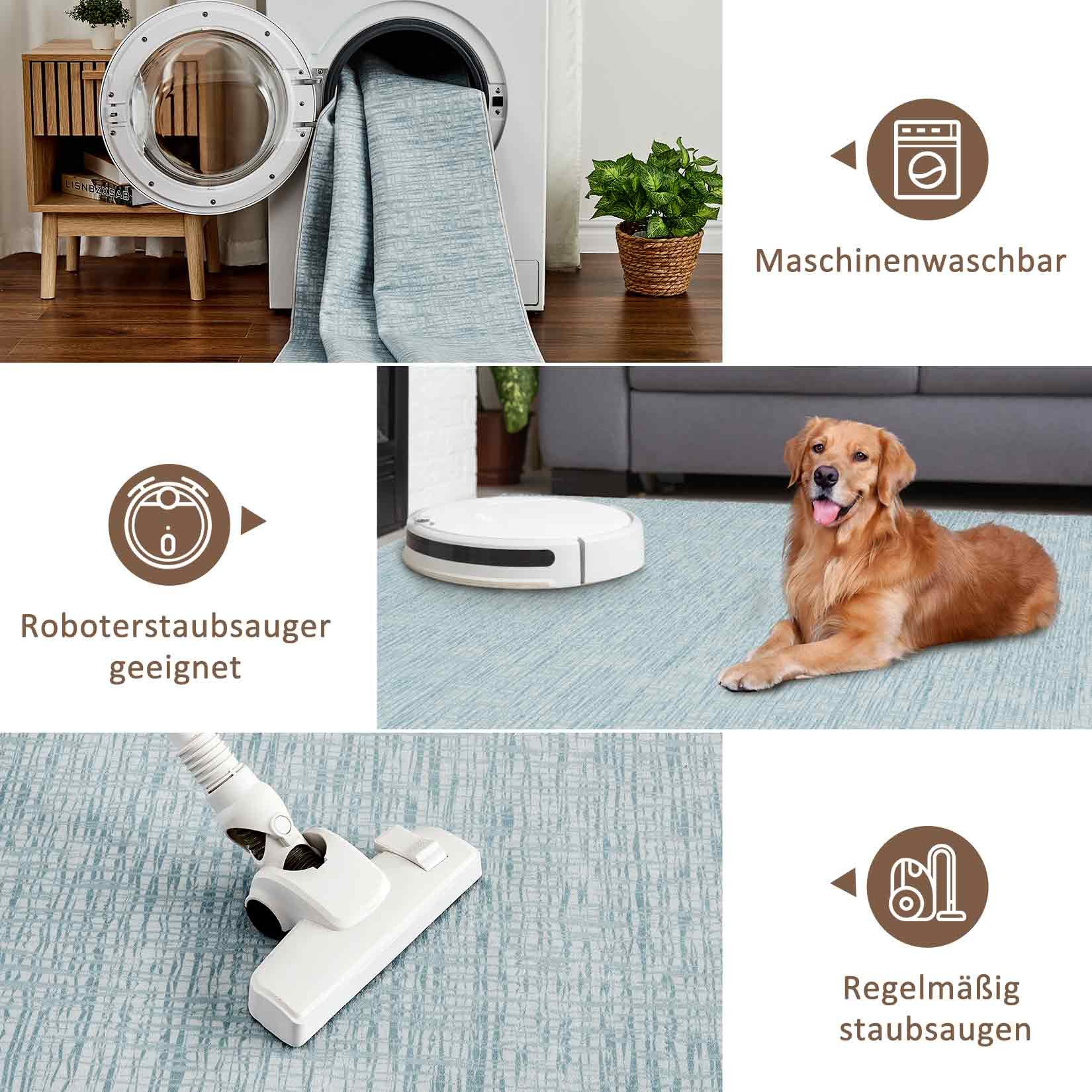 GarveeMore Teppich Moderner Waschbarer Teppich für Wohnzimmer, Rechteckig, Höhe: 7 mm, Geeignet für moderne und minimalistische Einrichtungsstile – Bild 5 von 5