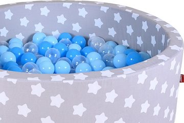 Knorrtoys® Bällebad Soft, Grey White Stars, mit 300 Bällen balls/soft Blue/Blue/transparent; Made in Europe