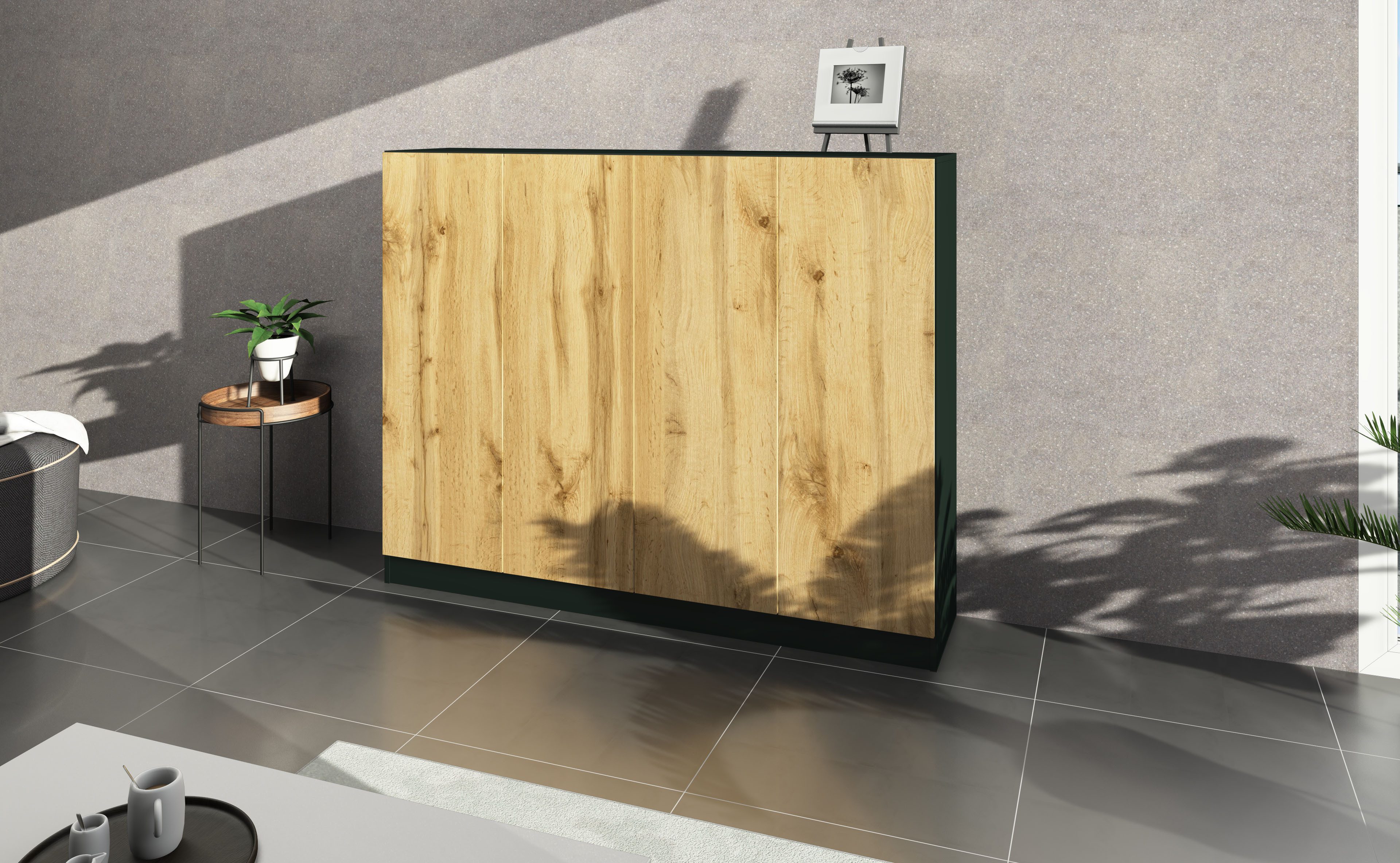 borchardt Möbel Schuhschrank Vaasa, Schuhregal 4-türig mit 12 verstellbaren Fächern Breite 152 cm