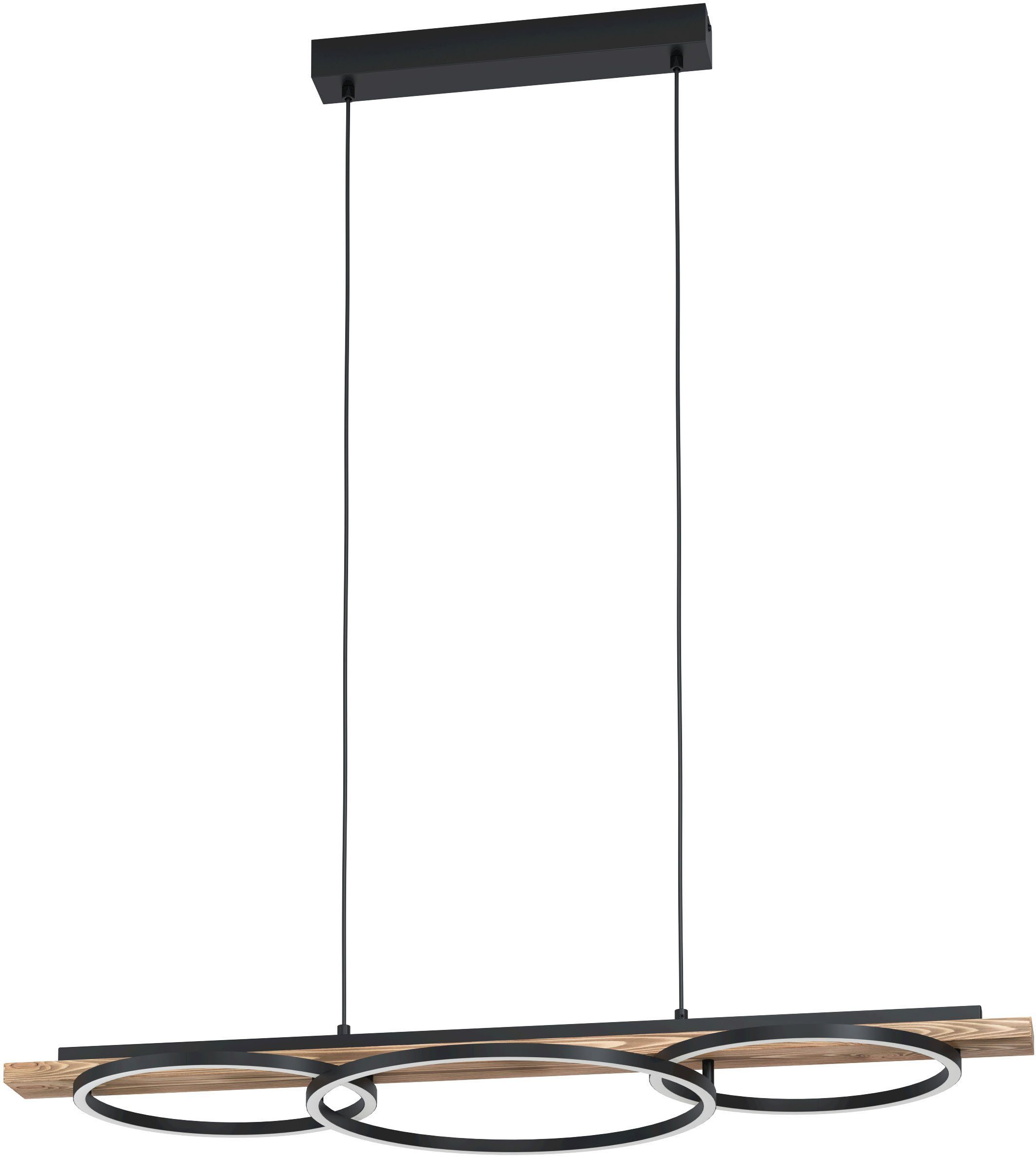 EGLO Hängeleuchte BOYAL, Dimmfunktion, LED fest integriert, Warmweiß, 110 x 40 x 101 cm, Pinienholz-Balken, per Wand-Drehdimmer dimmbar