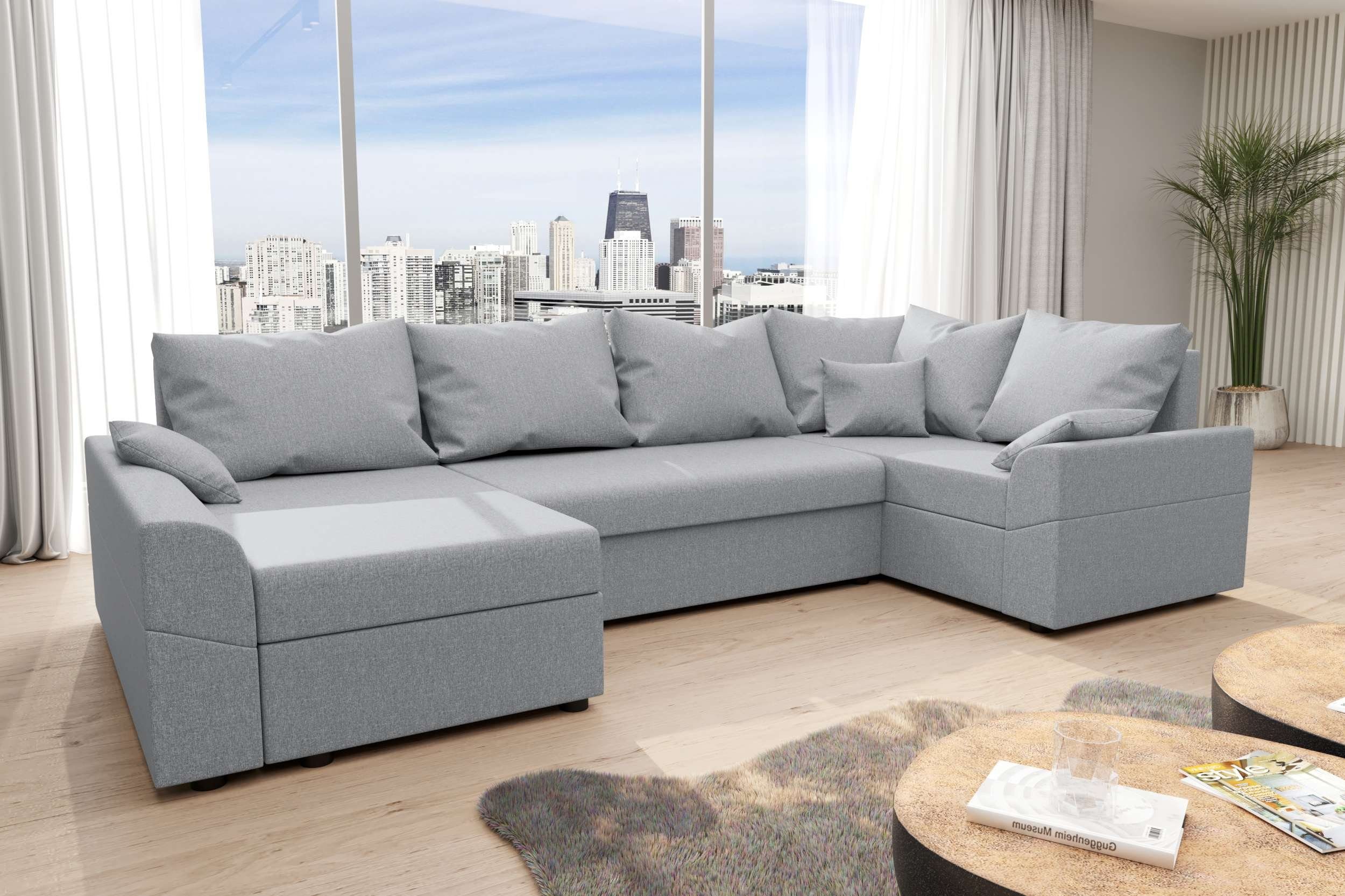 Stylefy Wohnlandschaft Bailey, U-Form, Bettfunktion, Sofa, Eckcouch, mit Bettkasten, Sitzkomfort, mit Modern Design