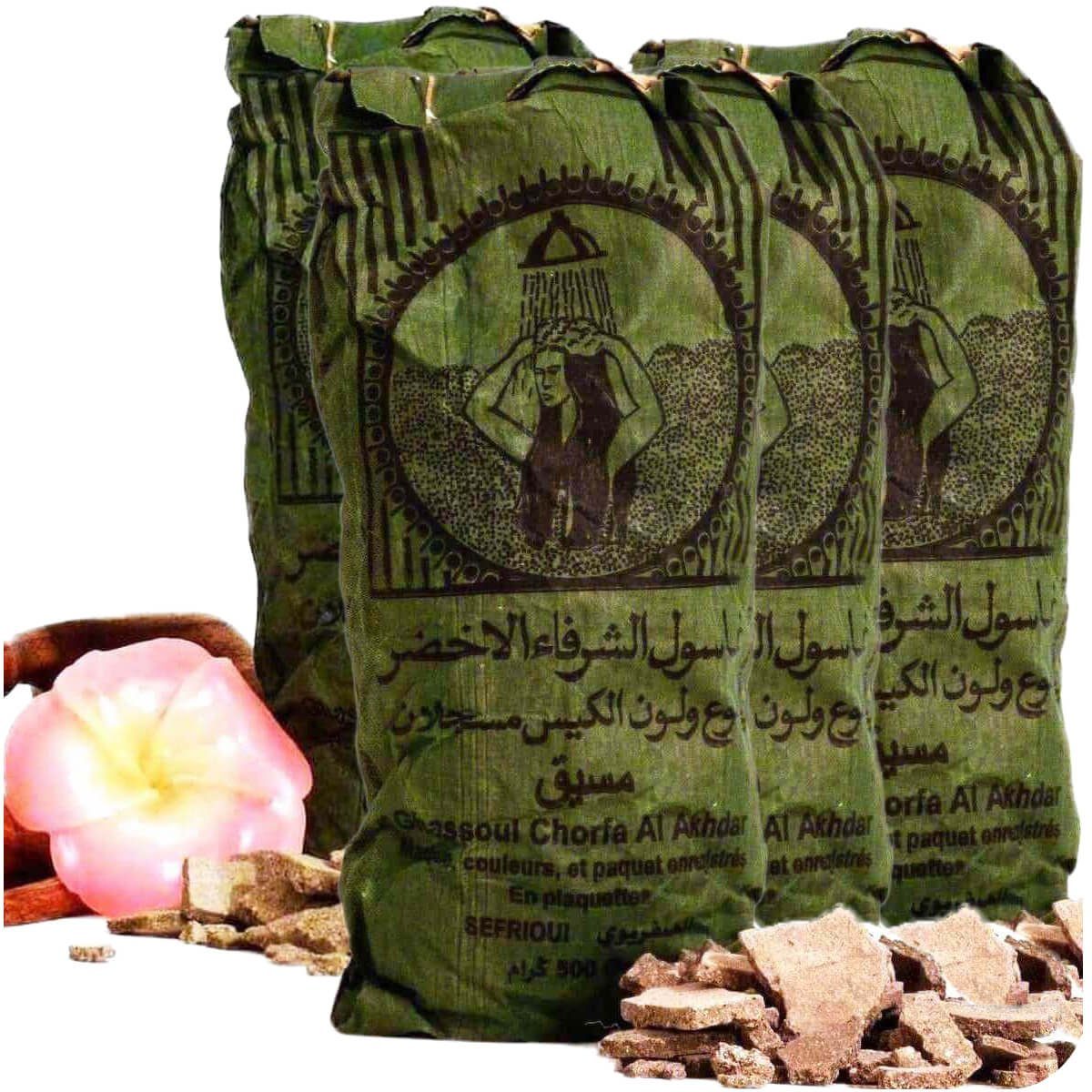 SIMANDRA 2-in-1 Gesichtswasser und Peeling ghassoul 4 x 500 gr Orignal marok. Lavaerde Körper & Haare Wascherde, PH-Neutral Bio Vegan Naturkosmetik