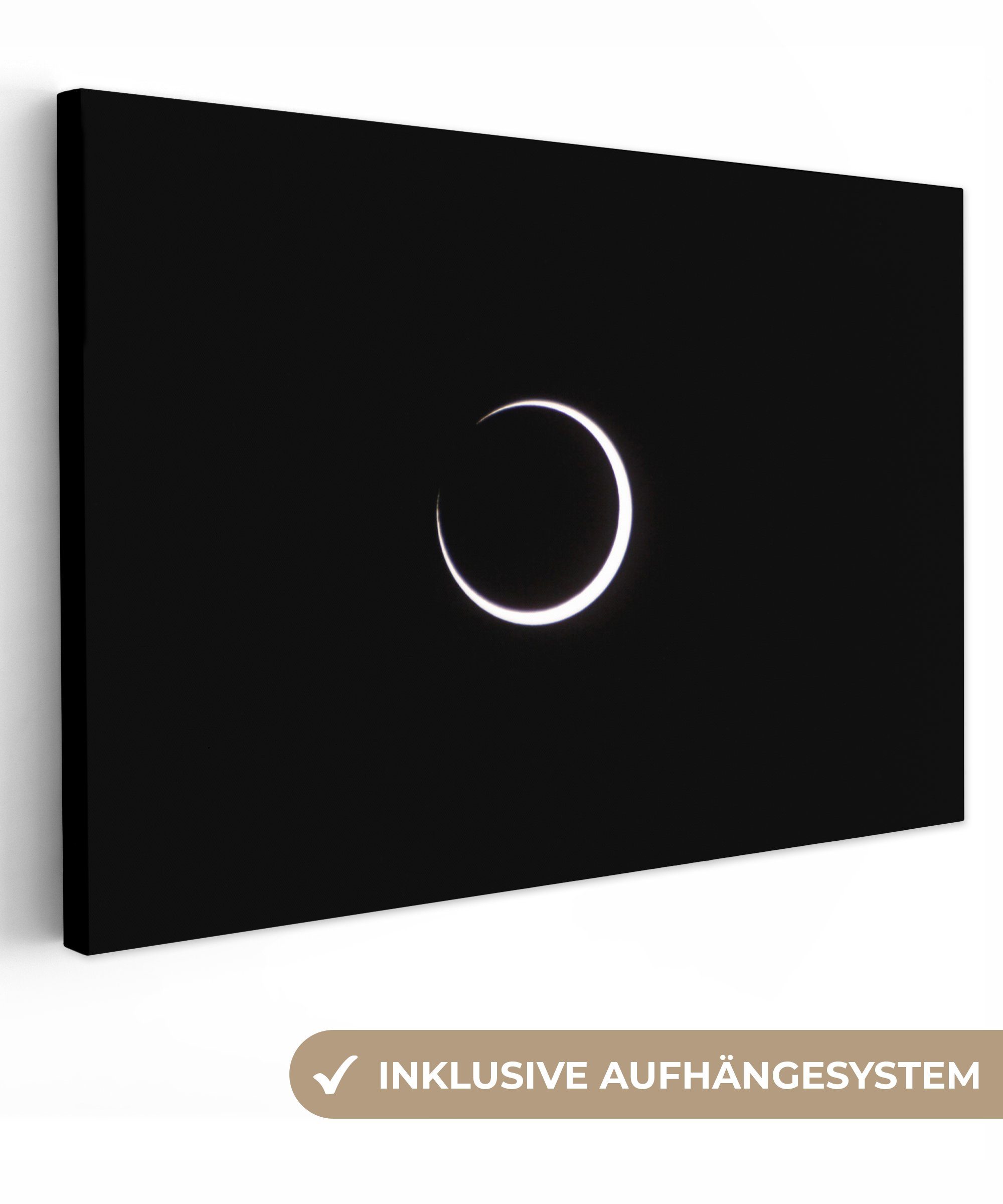 OneMillionCanvasses® Leinwandbild Ringförmige Sonnenfinsternis, (1 St), Wandbild Leinwandbilder, Aufhängefertig, Wanddeko, 30x20 cm