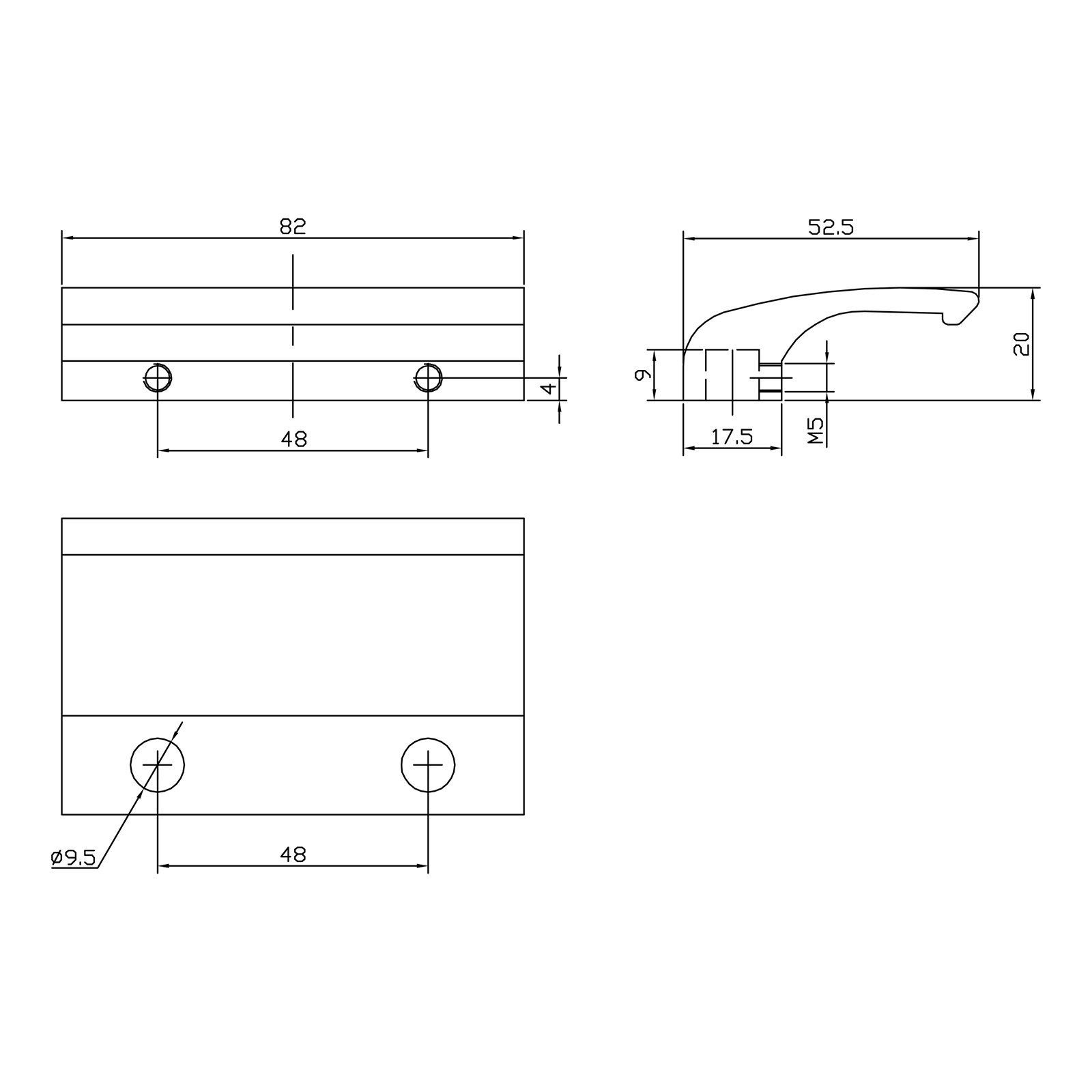 SO-TECH® Türgriff Balkontürgriff SEJA für Terassentür Ziehgriff BA 48 mm, 1-tlg., Aluminium, verdeckte Verschraubung