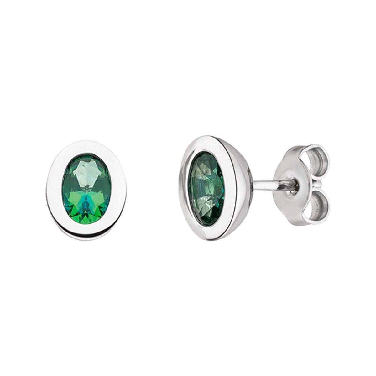 VIVENTY by Adler Paar Ohrstecker Silber Ohrstecker mit Grünem Stein
