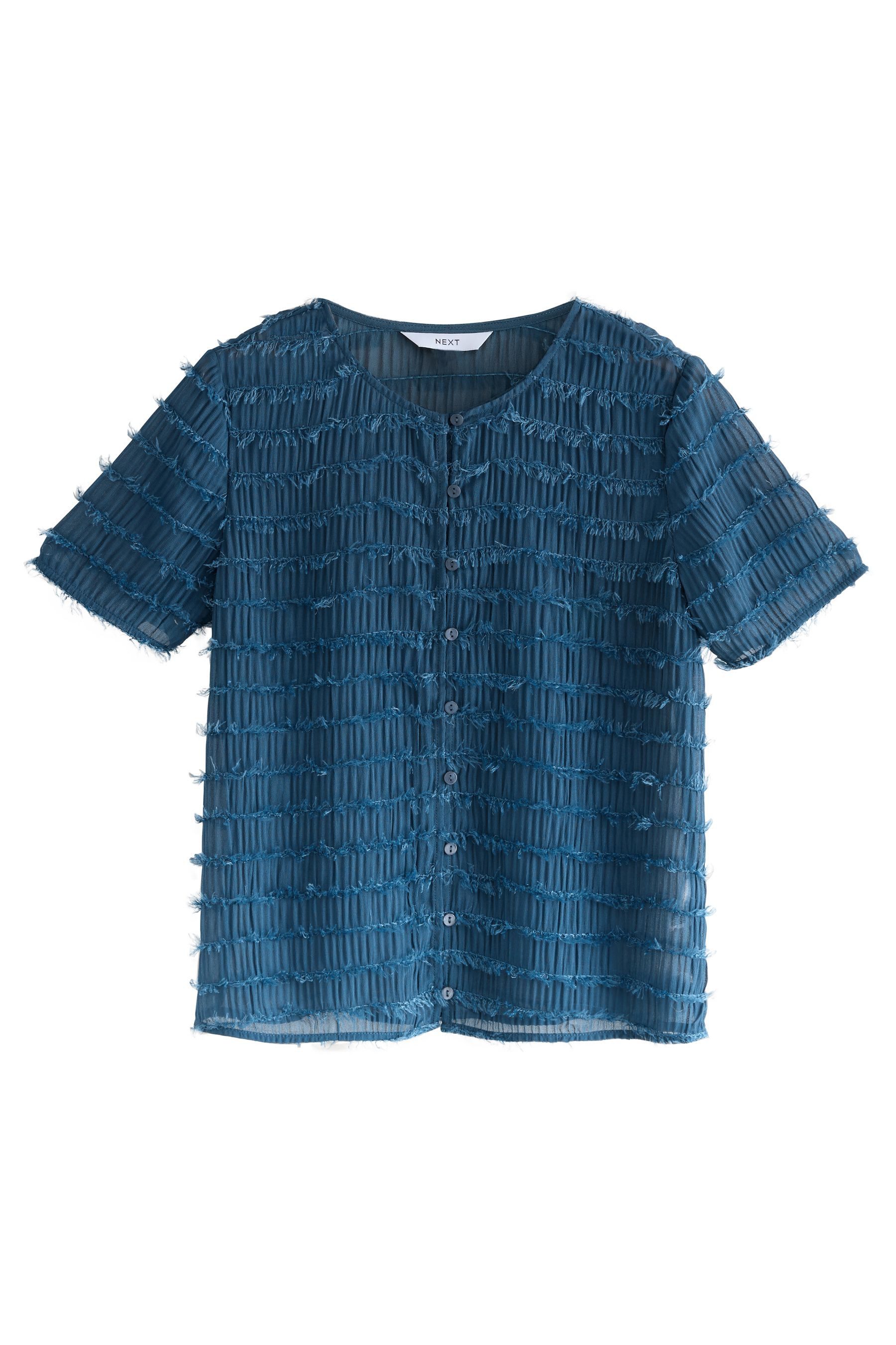 Next Kurzarmbluse Transparente kurzärmelige Button-down-Bluse (1-tlg) günstig online kaufen