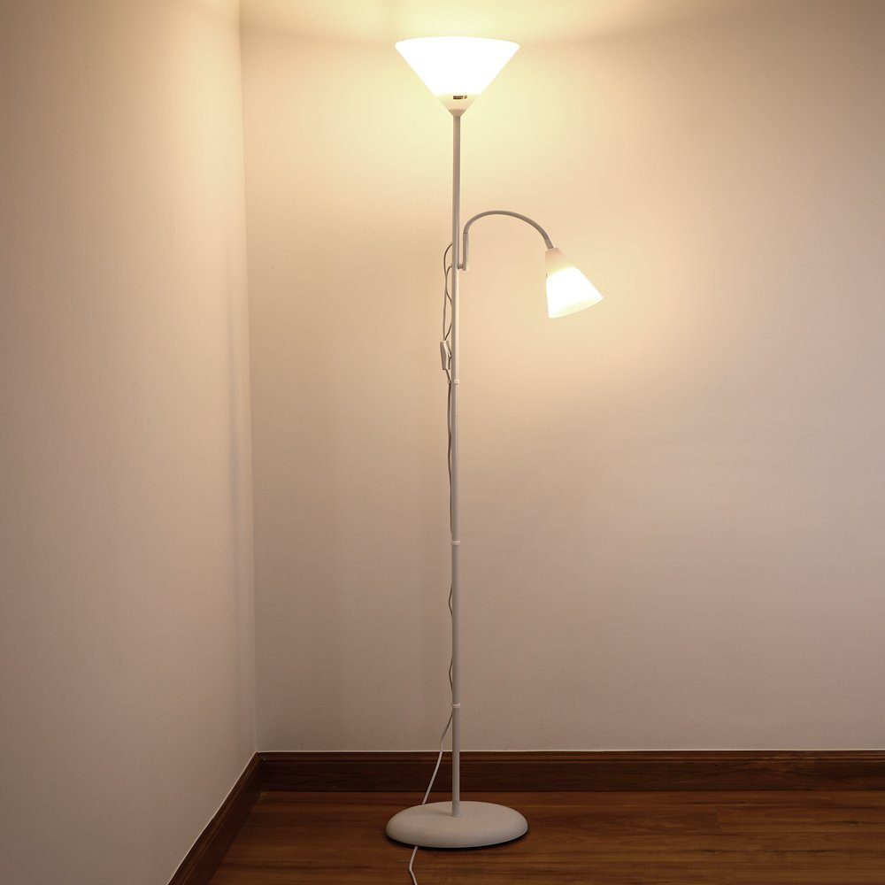 monzana Stehlampe, Stehlampe 175 cm Weiß Verstellbar Stehleuchte Deckenfluter