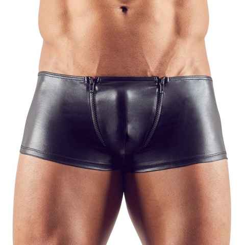 Svenjoyment Boxershorts Wetlook Herren Boxer-Shorts mit Reißverschlüssen - schwarz (1-St) glänzend