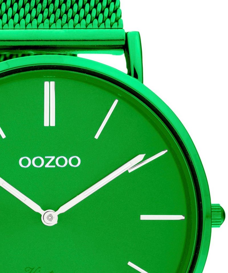 OOZOO Quarzuhr C20273, Metallgehäuse, grün IP-beschichtet, Ø ca. 40 mm