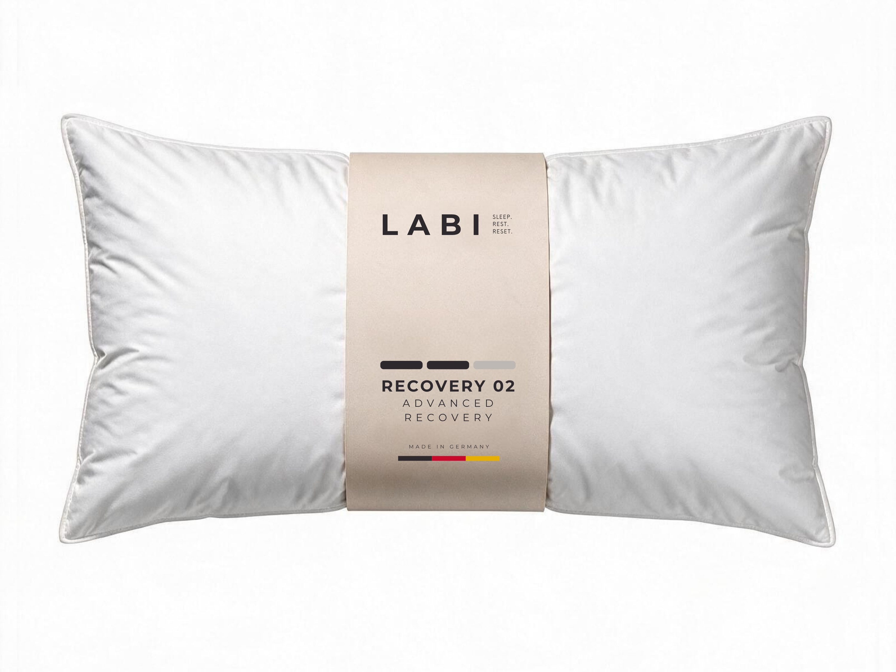 LABI SLEEP Federkopfkissen Balance, Füllung: 90% Federn, 10% Daunen, hochwertig, Federkissen, Seitenschläfer, Rückenschläfer, Bauchschläfer