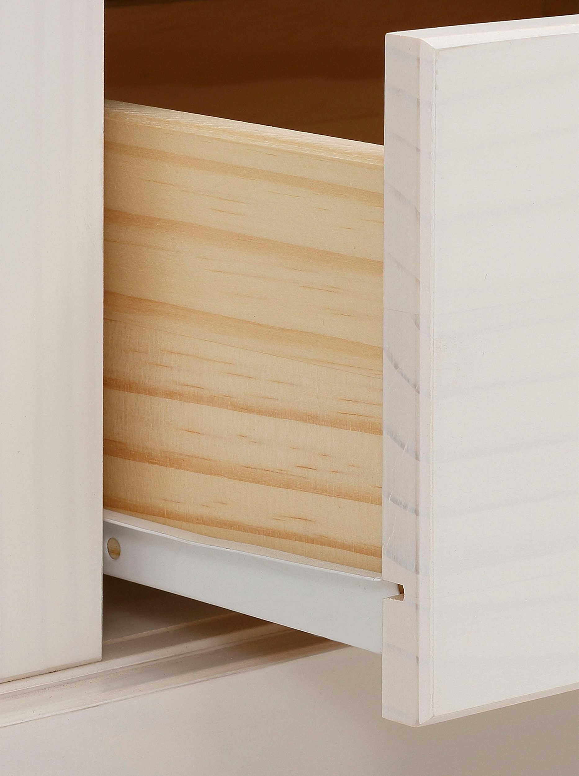 loft24 Sideboard Thor, Mehrzweckschrank, Anrichte, Schrank, Kiefer, weiß, Landhausstil