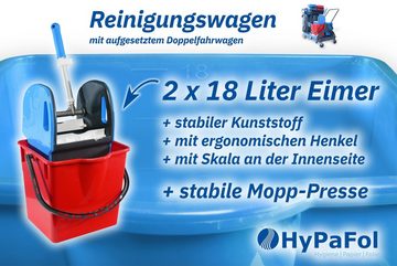 Hypafol Putzwagen HY-2005, (SET, Eimer,Halterung für Besen, Möppe,Mikrof.Tücher,Kehrgarnitur,Warnschild)