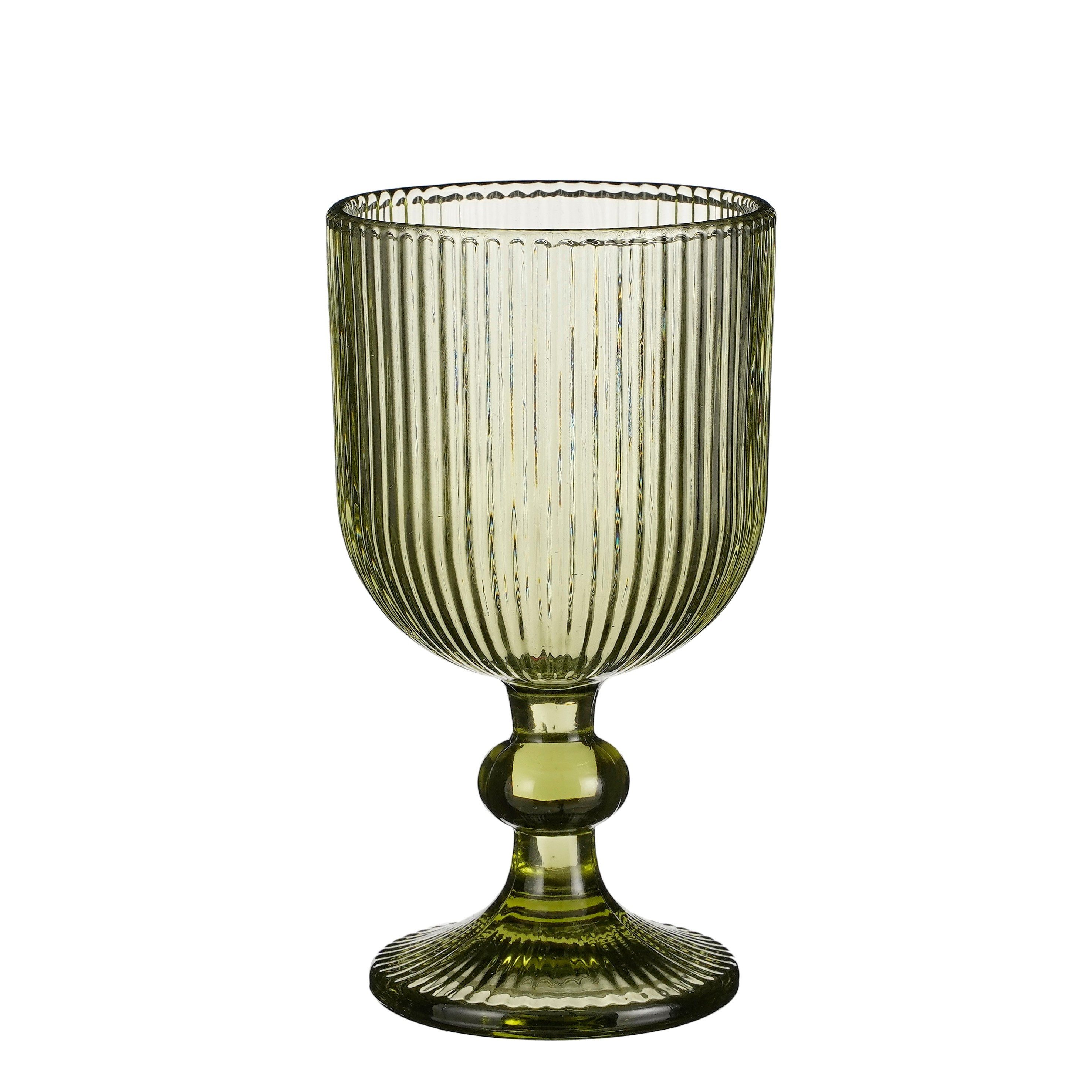 Mica Decorations Merlot Wine Glass - Set of 6 - 250 ml - Glass - Light Green, Glas
