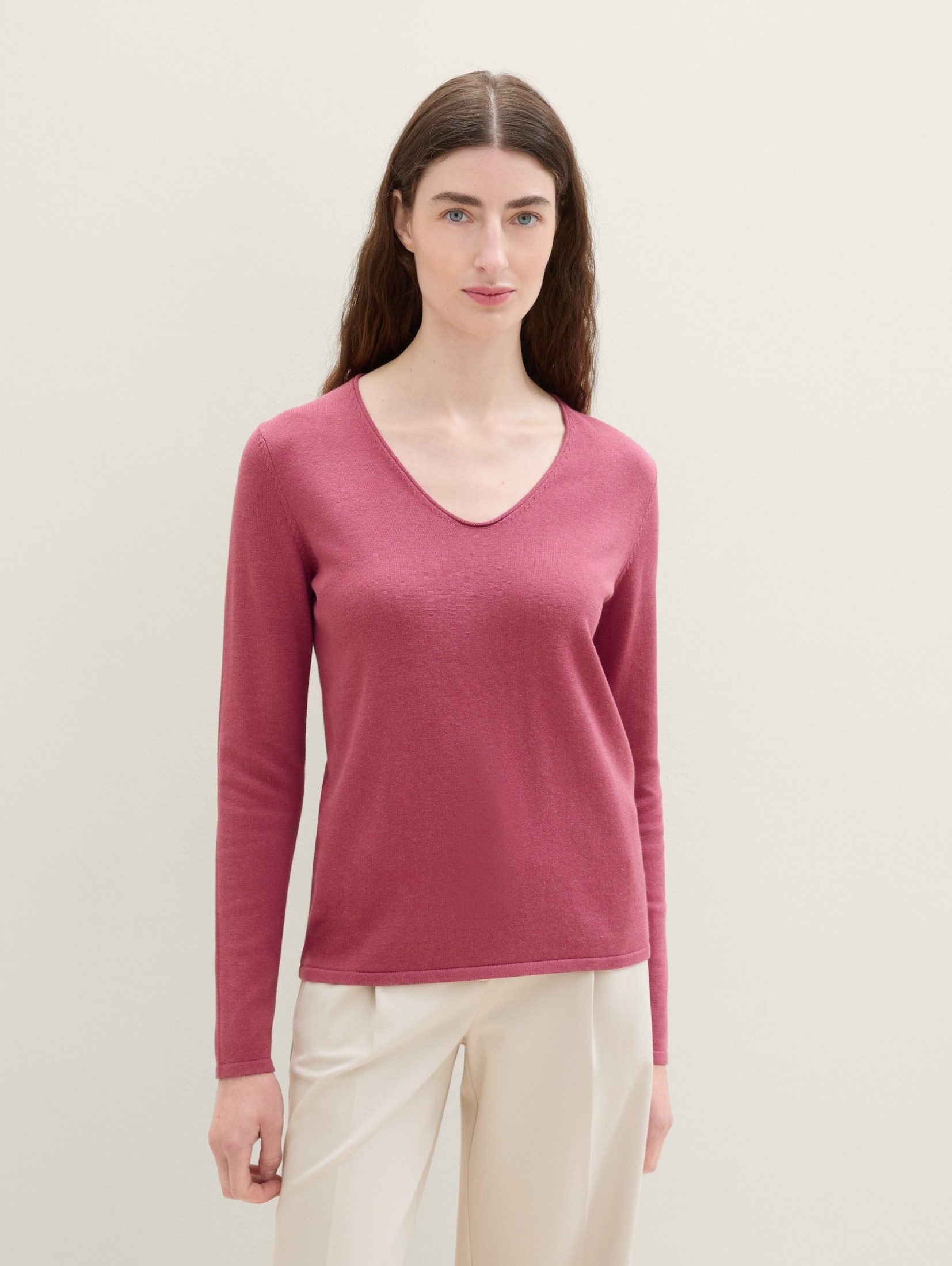 TOM TAILOR Strickpullover Strickpullover mit V-Ausschnitt günstig online kaufen
