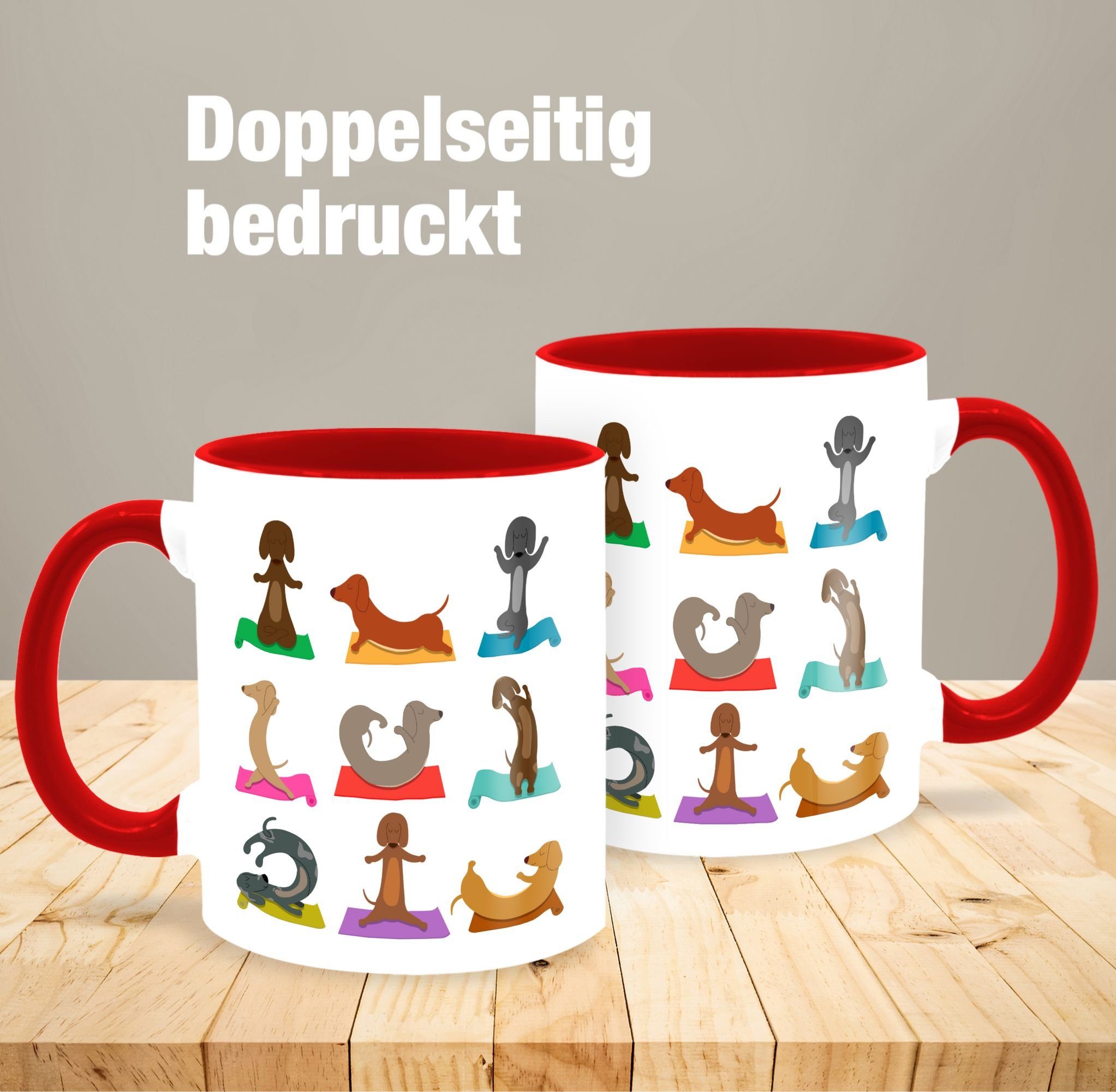 Tasse Dackel Lustig, Yoga Dackel Keramik, Rot 1 Hunde Shirtracer