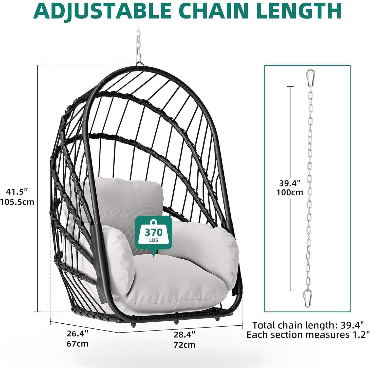 LuxusKollektion Hängesessel Hängesessel Rattan klappbar ohne Gestell 160kg Grau Hängesessel