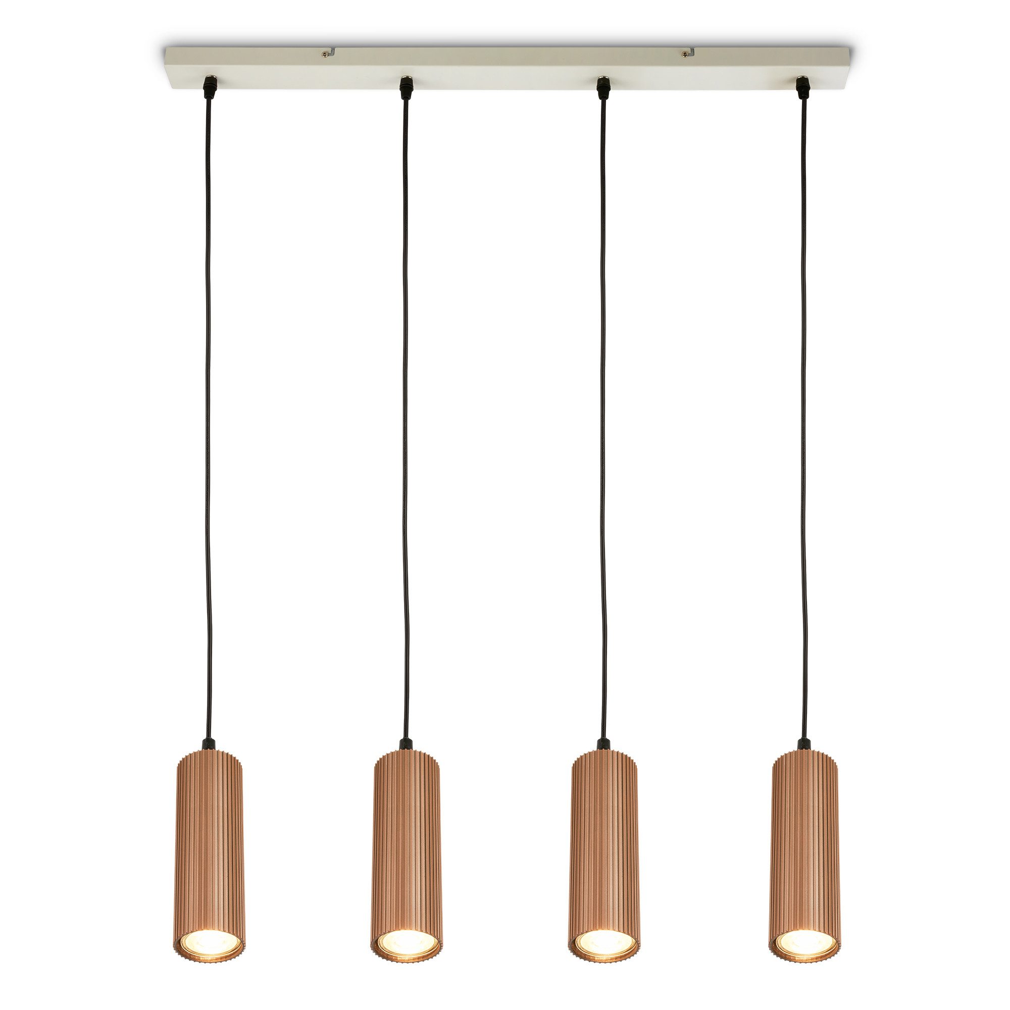 Briloner Leuchten LED Pendelleuchte Hängelampe Höhenverstellbar GU10 Riffle-Optik, 4-Flammig, ohne Leuchtmittel, Abhängig vom Leuchtmittel, 20x120 cm, Esszimmer, Esstisch, Wohnzimmer