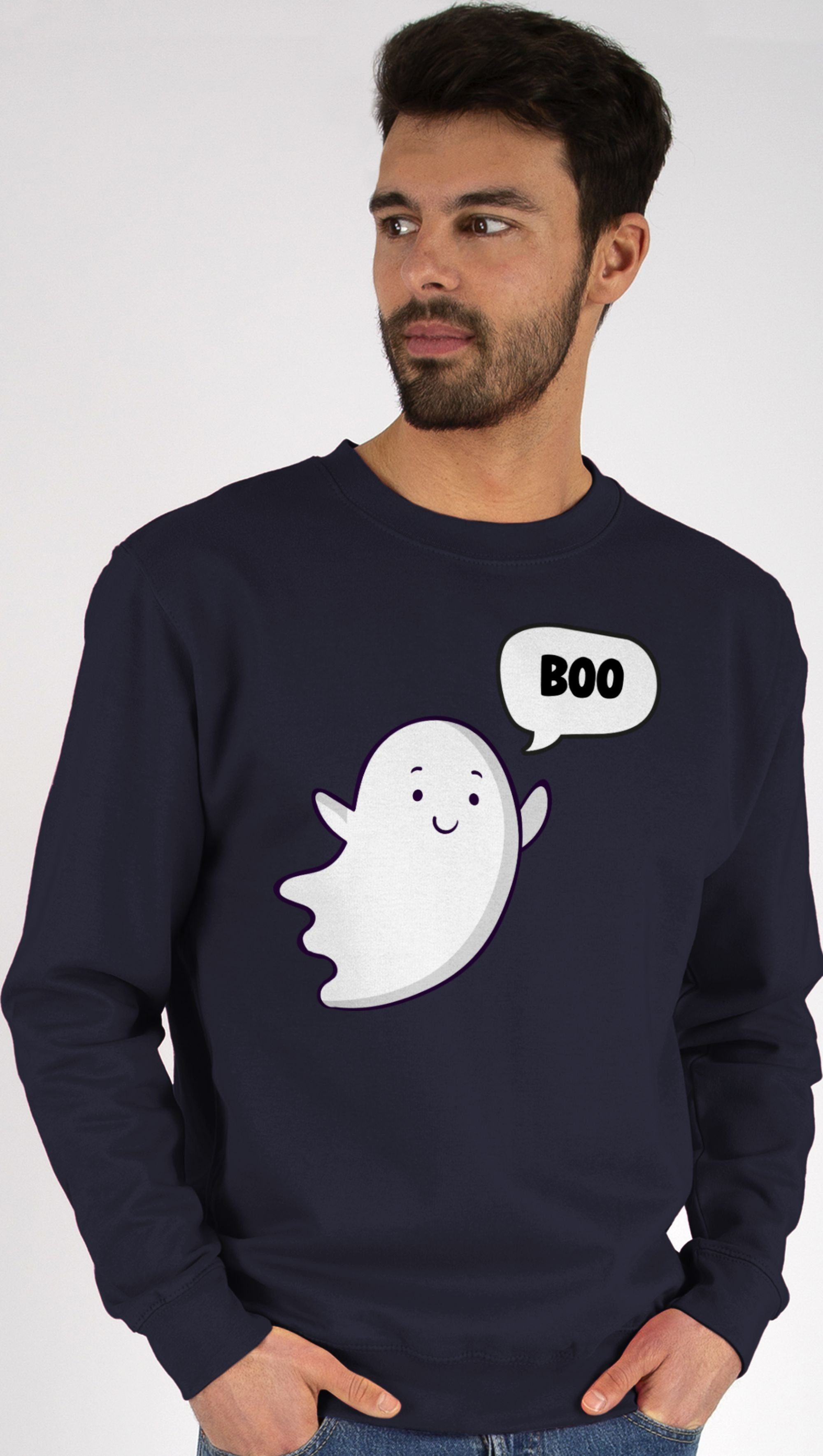 Shirtracer Sweatshirt Süßer kleiner Geist Geister Gespenst Ghost (1-tlg) Halloween Kostüme Herren 3 Dunkelblau