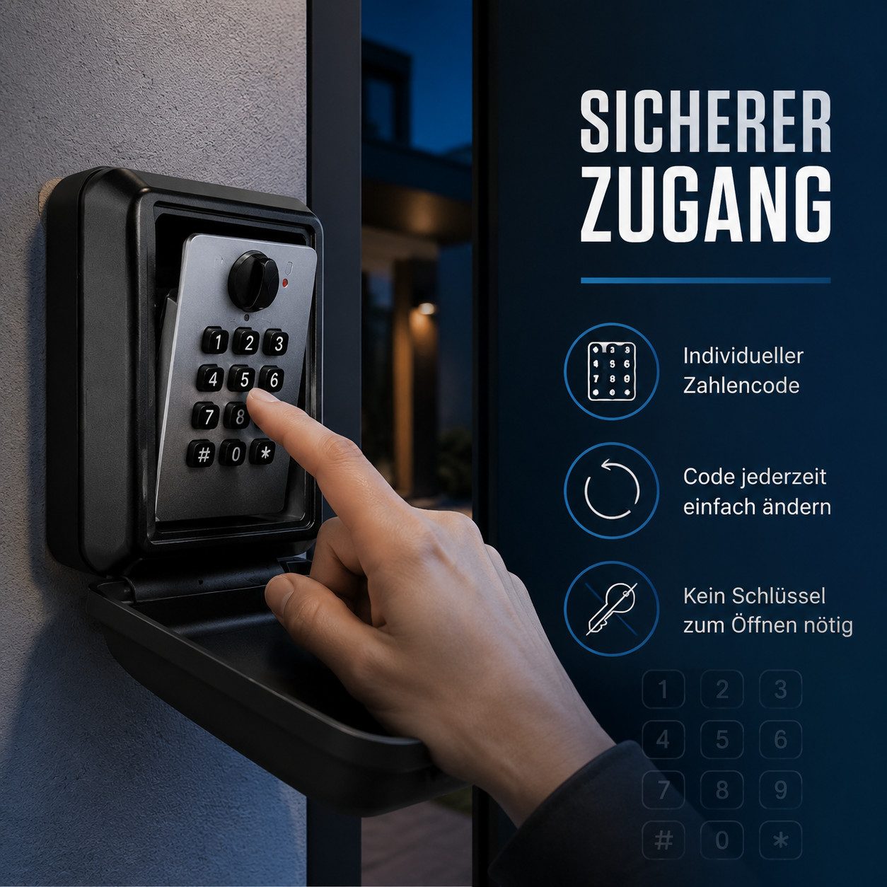 Luckice Schlüsseltresor Elektronischer Schlüsselkasten, Wandmontage‑Schlüsseltresor (Schlüsselkasten Wandmontage Schlüsseltresor außen Notschlüsselkasten, Schlü – Bild 5 von 5