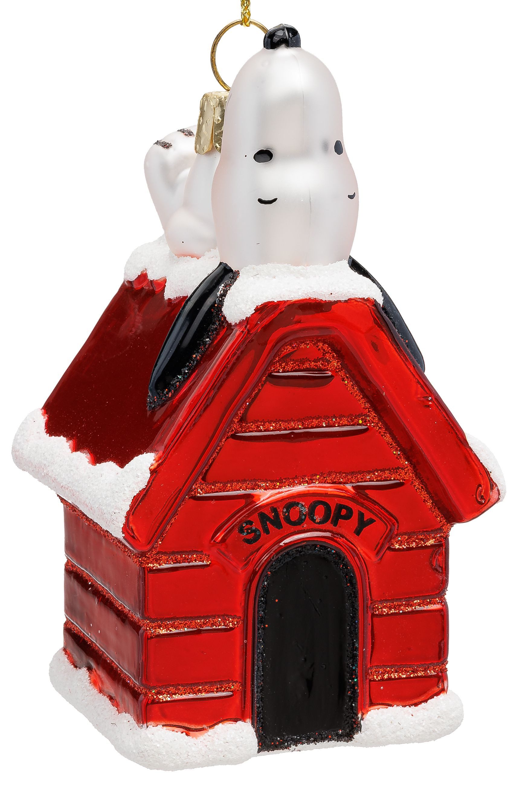 SIKORA Weihnachtsbaumkugel Snoopy besondere Weihnachtskugel Glas Anhänger – BS064, Christbaumschmuck Deko - traditionell, witzig & außergewöhnlich