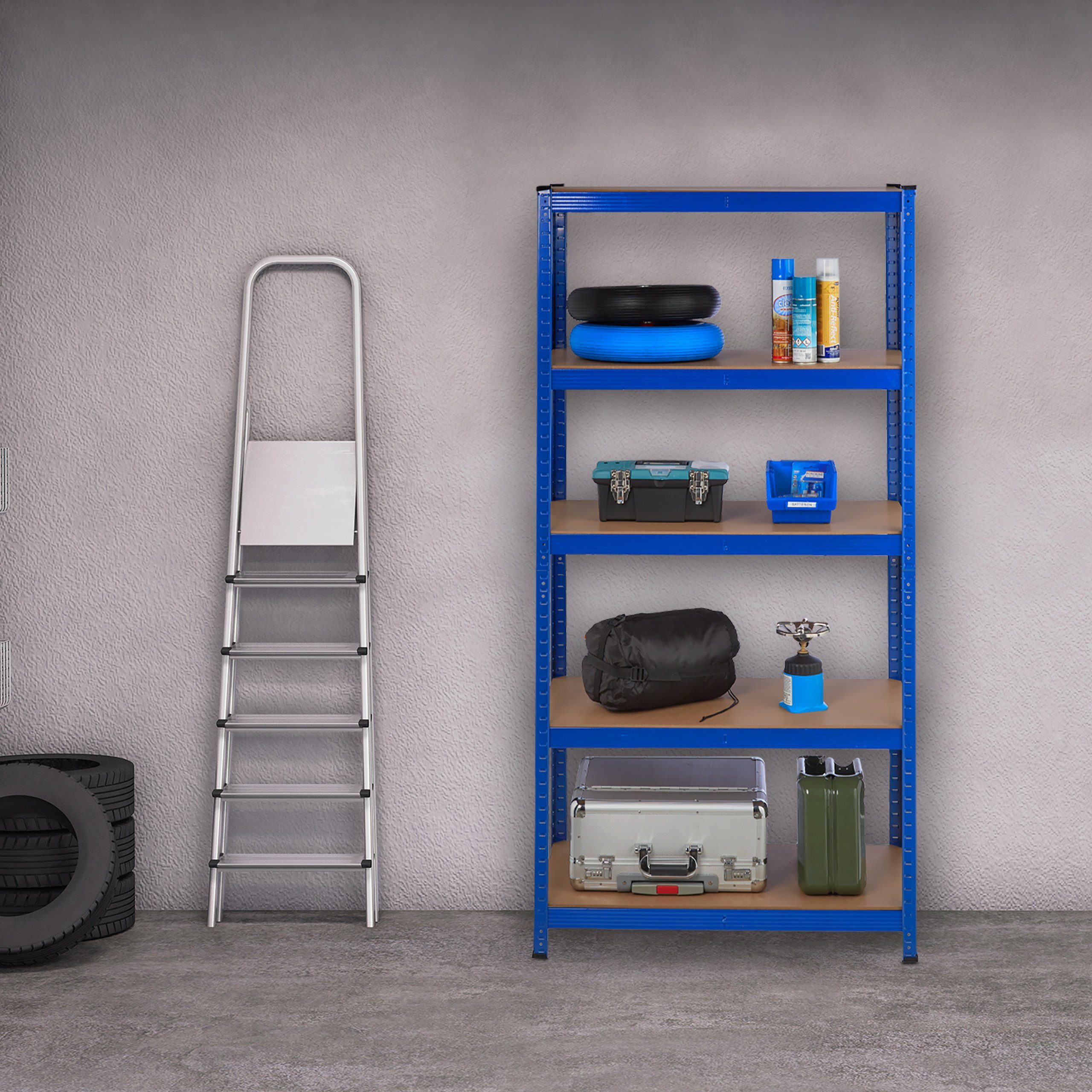 relaxdays Schwerlastregal 2 x Schwerlastregal blau