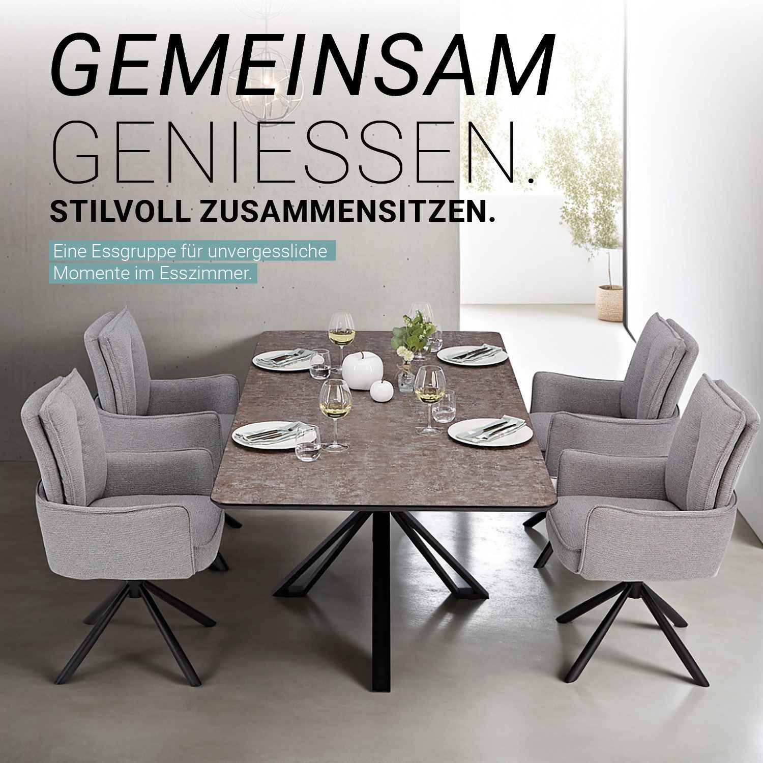 Homestyle4u Essgruppe Esstisch 200x100 Vintage edel günstig online kaufen