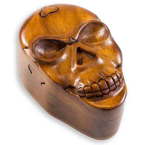 maDDma Schatzkiste Schatulle Trickbox Totenkopf Skull aus Soar-Holz 9 x 13,5 cm, Trickkasten in Schädelform