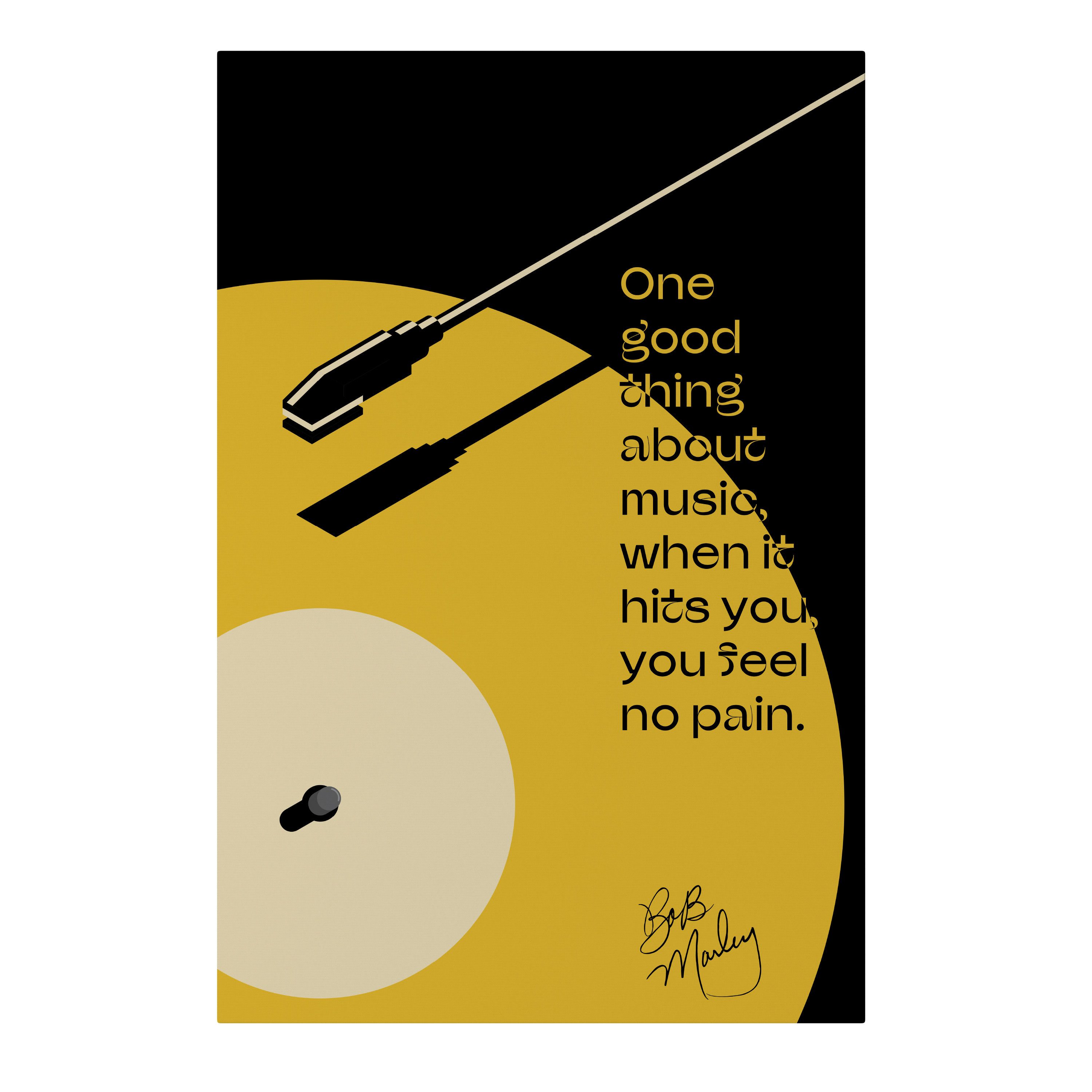 SPACEREBELS Leinwandbild MUSIC - NO PAIN, Typografie & Sprüche (1 St), 3 cm Keilrahmen, Baumwollleinwand