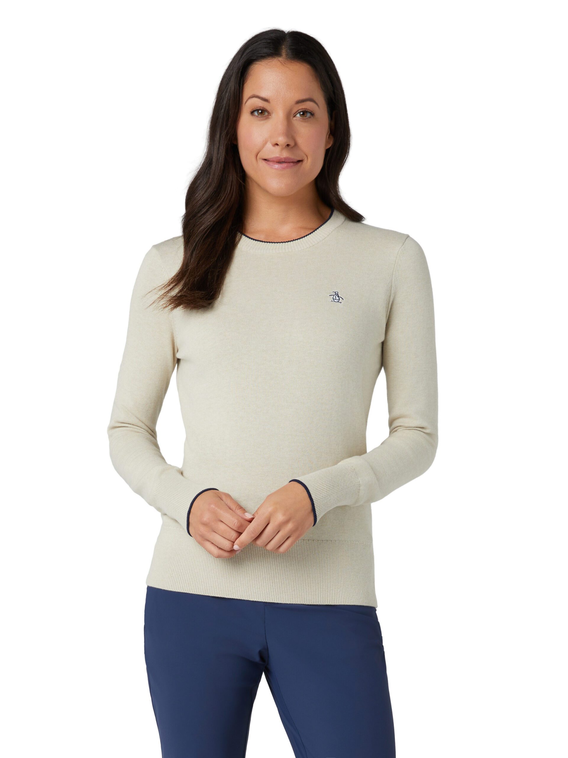 Original Penguin Trainingspullover Original Penguin Golf Pullover Unifarben Beige Damen