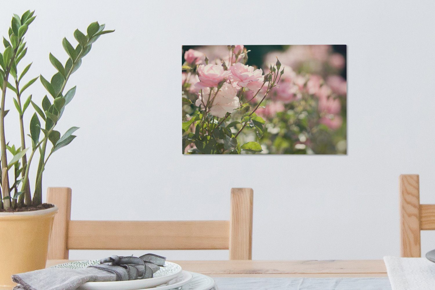 OneMillionCanvasses® Leinwandbild Rosen - Blumen - Rosa, Fotodruck (1 St), Leinwand Bilder Klein, Wand Dekoration Aesthetic 30x20 cm – Bild 5 von 5