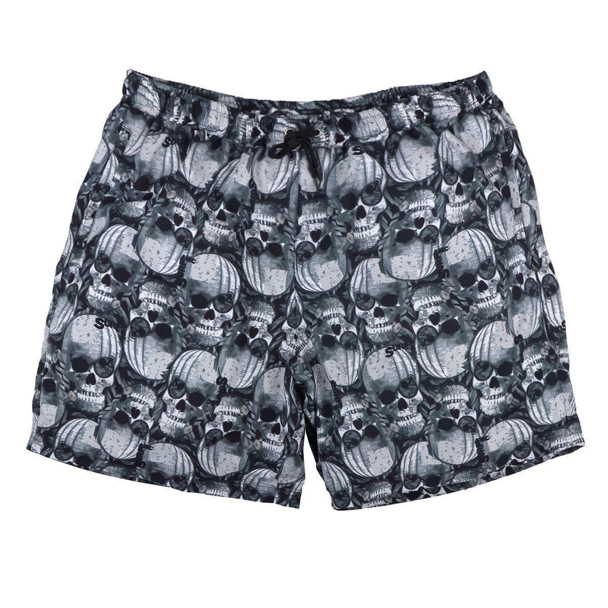 ABRAXAS Badeshorts Übergrößen Badeshorts Jim mit Totenkopfprint schwarz-grau von Abraxas