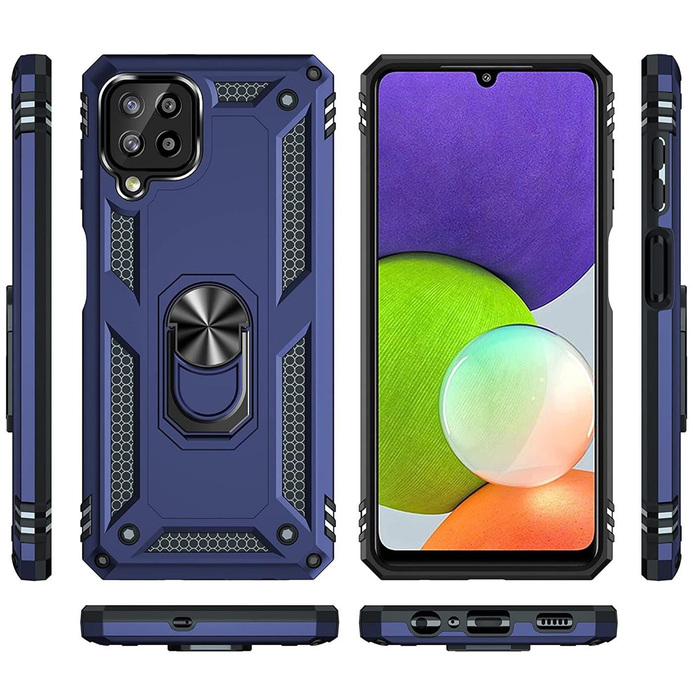 CoolGadget Handyhülle Blau als 2in1 Schutz Cover Set für das Samsung Galaxy M32 6,4 Zoll, 2x 9H Glas Display Schutz Folie + 1x TPU Case Hülle für Galaxy M32