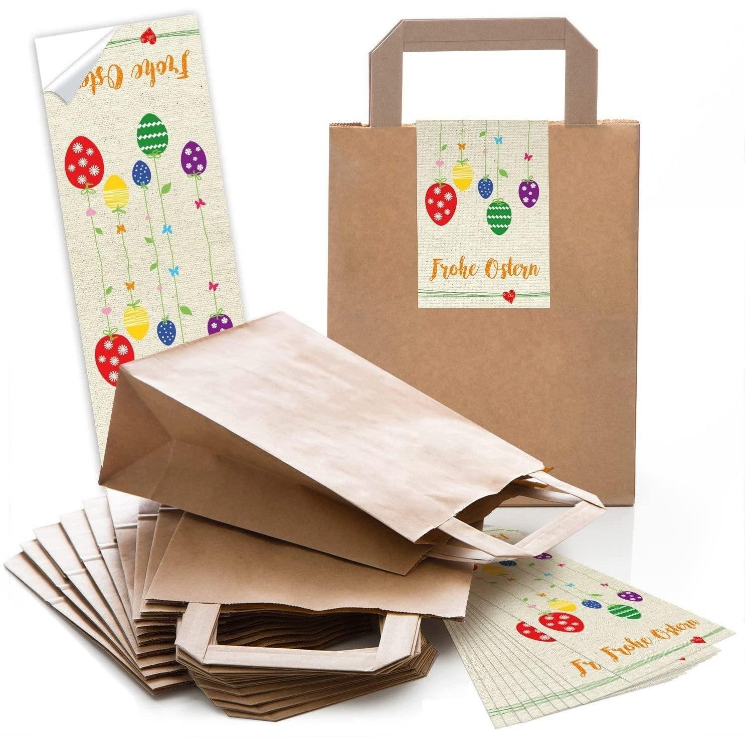 Logbuch-Verlag Papierspitztüten Braune Henkeltüten 18 x 8 x 22 cm mit Banderolen zu Ostern in – Bild 3 von 5