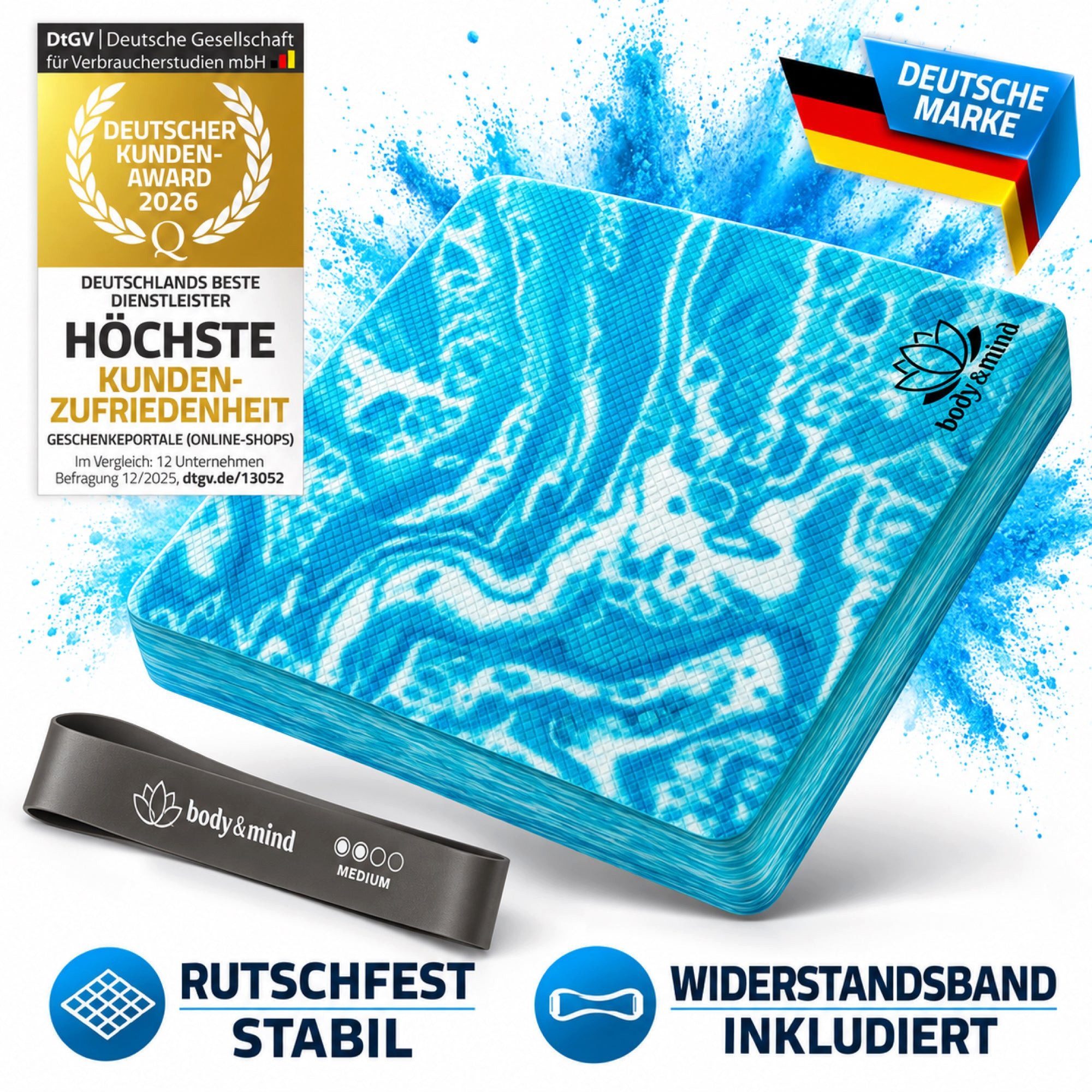 Body & Mind Balance Pad Gleichgewichtsunterlage TPE–Rutschfest,Weichschaum,Stabilitätstraining, (40 x 29 cm Balancekissen, für Stabilität & Koordination), Weichschaum-Kissen