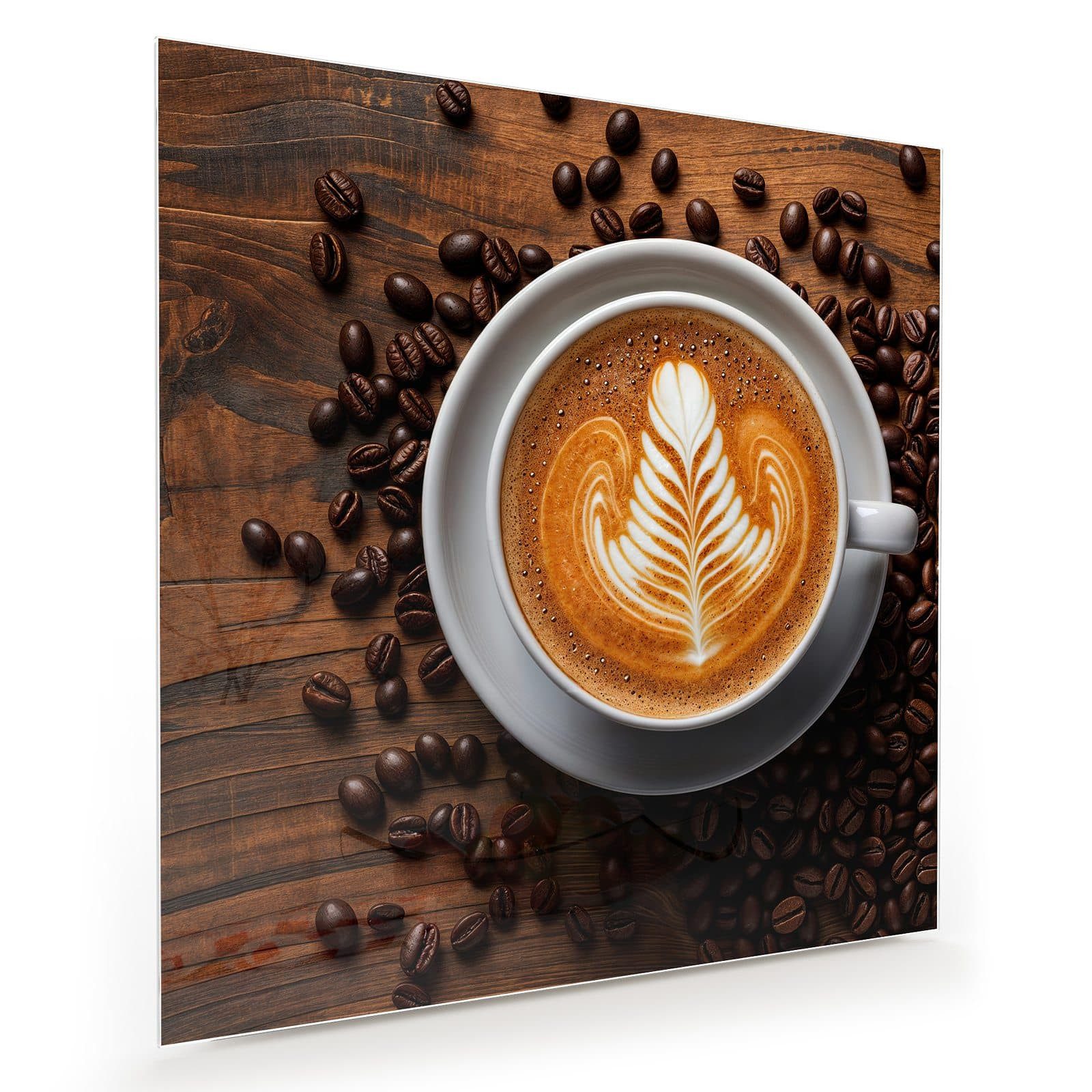 Glasbild Wandbild Quadratisch Kaffeegenuss mit Aufhängung