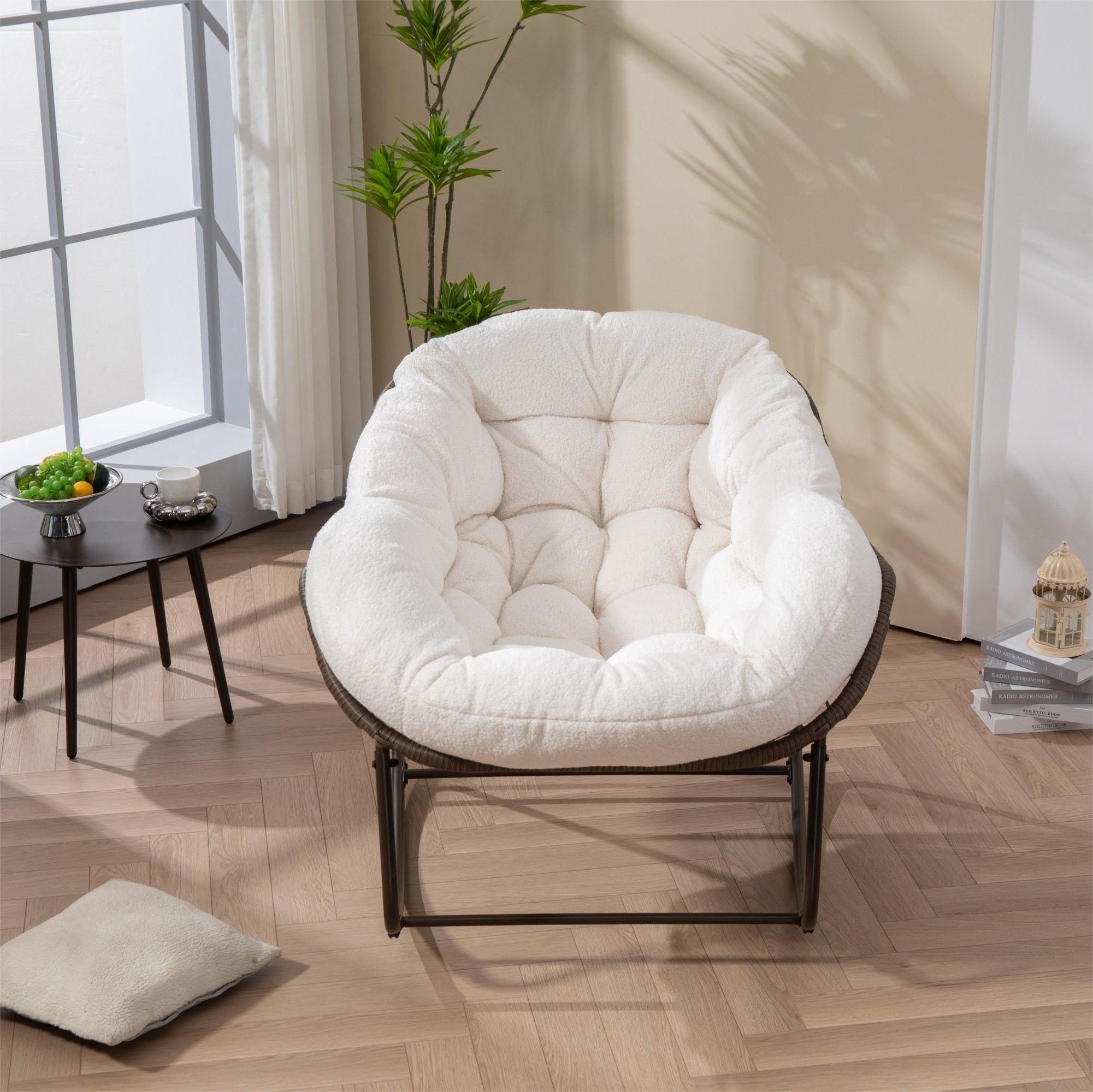 LVHOM Schaukelstuhl mit gepolstertem Kissen, Rattanstuhl mit Stahlrahmen, L günstig online kaufen