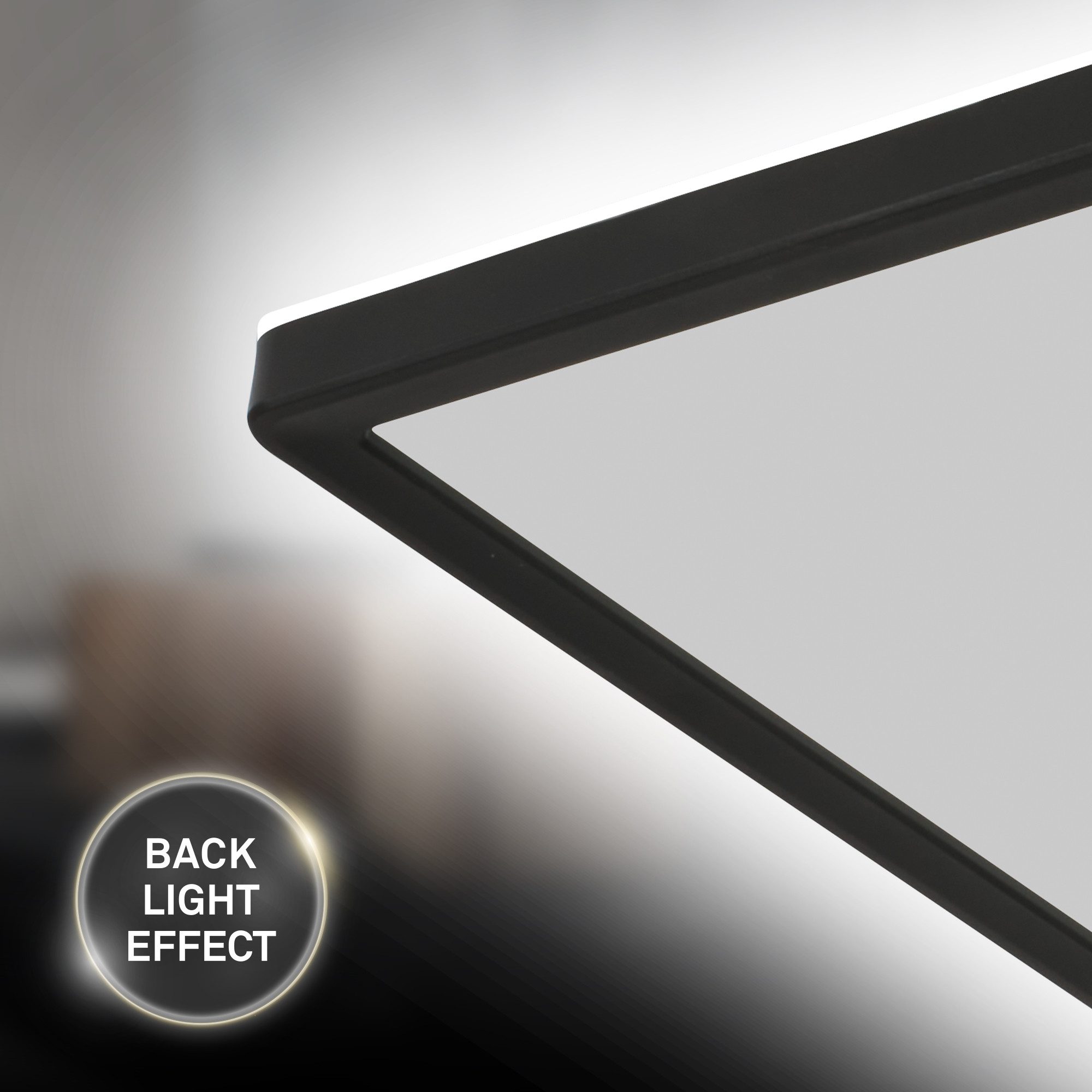 Briloner Leuchten LED Deckenleuchte Deckenlampe Panel Backlight-Effekt SLIM Ultraflach EEK, Standard, LED fest integriert, LED wechselbar, 4000K, Verschiedene Ausführungen, Schwarz/Weiß Wohnzimmer Schlafzimmer Küche