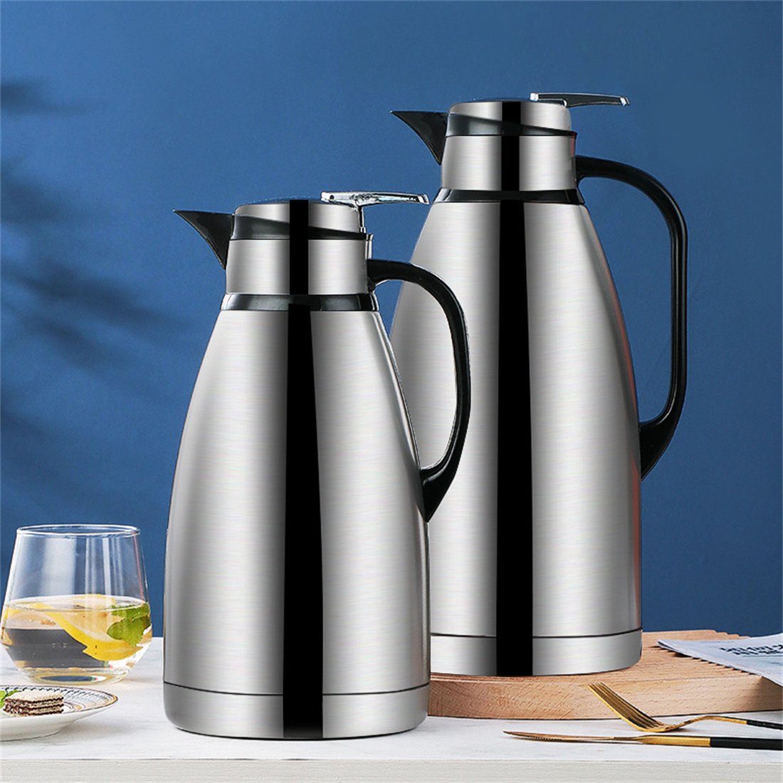 DÖRÖY Edelstahl, l Thermoskanne aus B Isolierkanne Kaffeemaschine, 2.0 Vakuum-Wasserkocher,