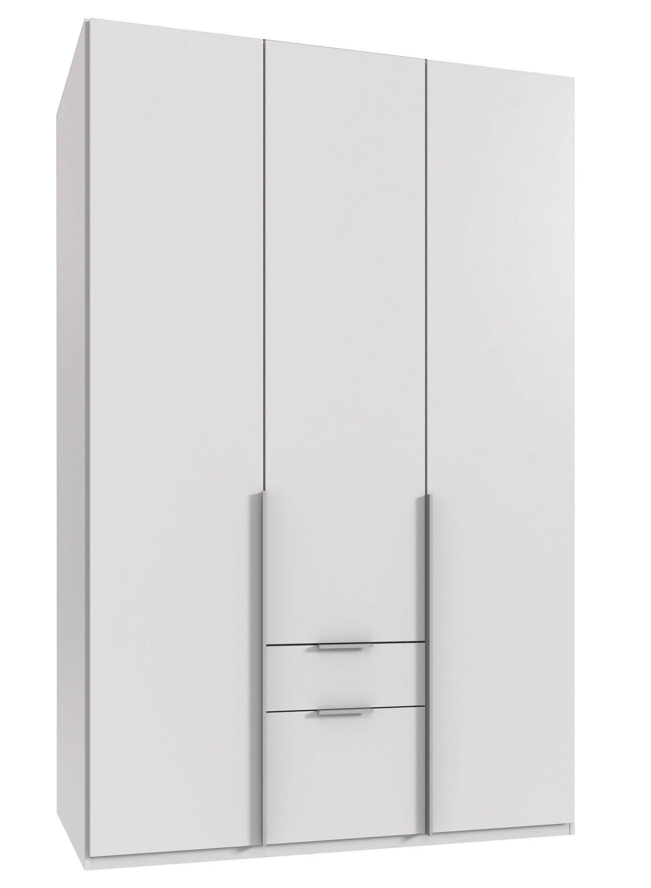 Wimex Drehtürenschrank Mugano (mit 2 Kleiderstangen, 2 Schubladen, 1-St., moderne Optik, Metallgriffe in schwarz) 135x58x208cm / weiß Basic