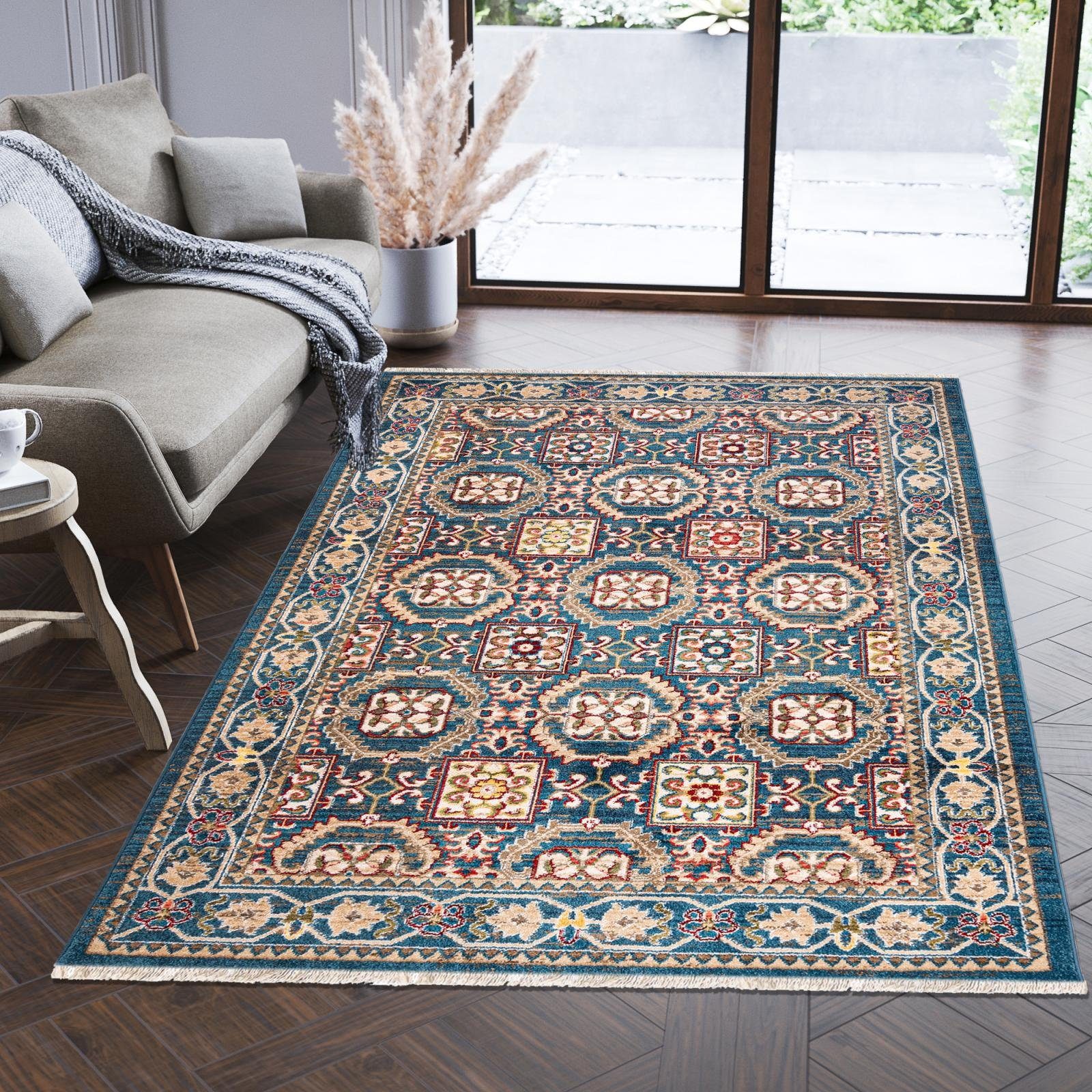 Orientteppich Oriente Teppich - Traditioneller Teppich Orient Blau, Mazovia, 120 x 170 cm, Geeignet für Fußbodenheizung, Pflegeleicht, Wohnzimmerteppich