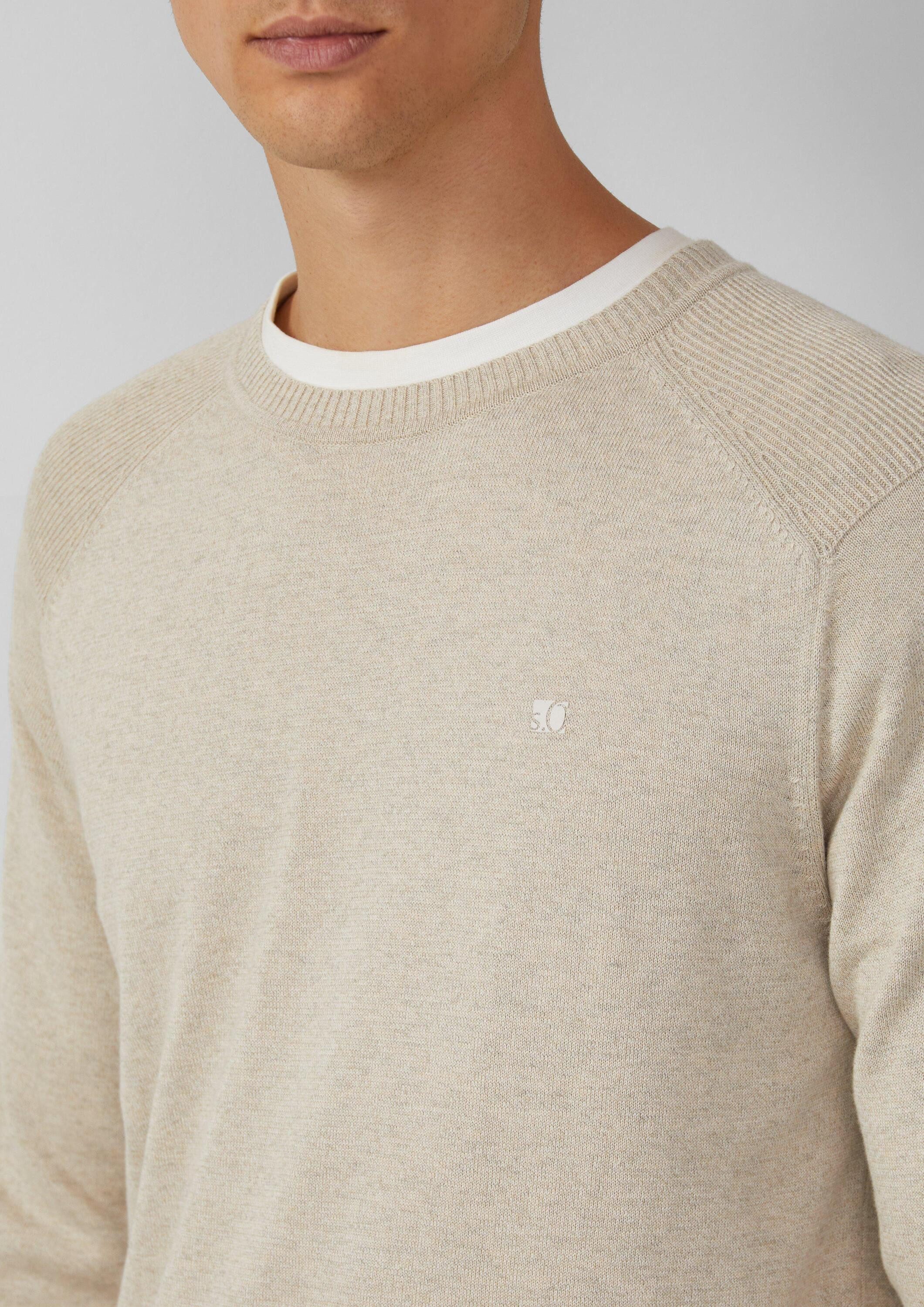 s.Oliver Longpullover Strickpullover Pullover aus Moulinéstrick mit Crew Neck und Raglanärmeln