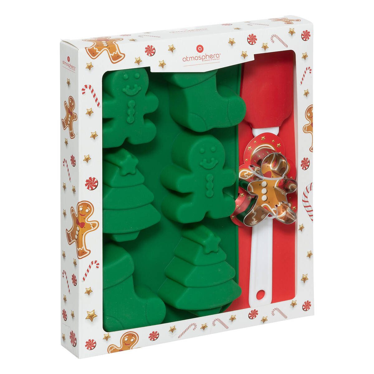 Atmosphera Créateur d'intérieur Silikonform Weihnachtsbackset, Backform mit Silikonspatel und Silikonform, (3-teilig)