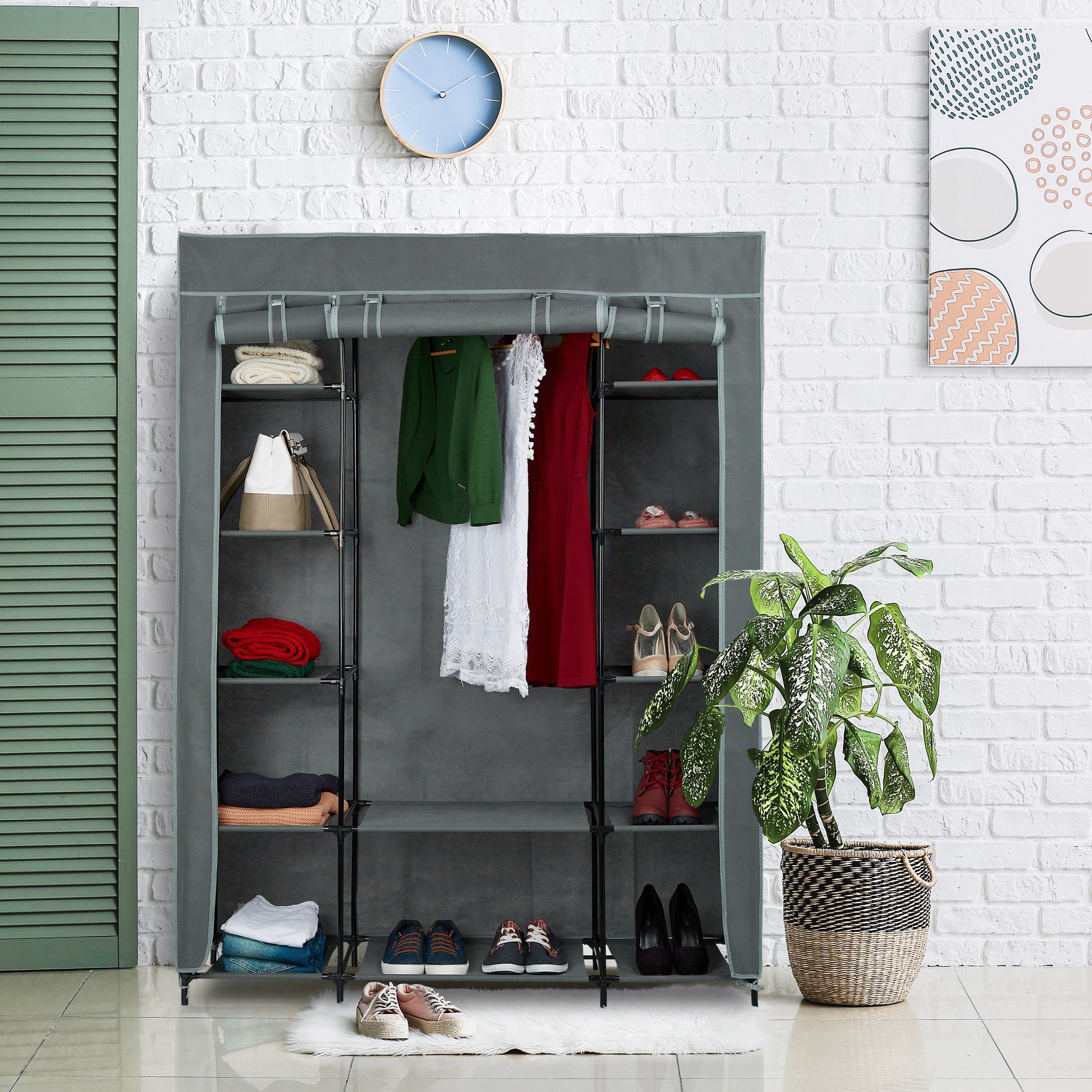 relaxdays Stoffschrank XXL Stoffschrank Anthrazit günstig online kaufen