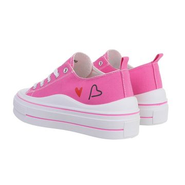 Ital-Design Damen Low-Top Freizeit Sneaker Keilabsatz/Wedge Sneakers Low in Pink